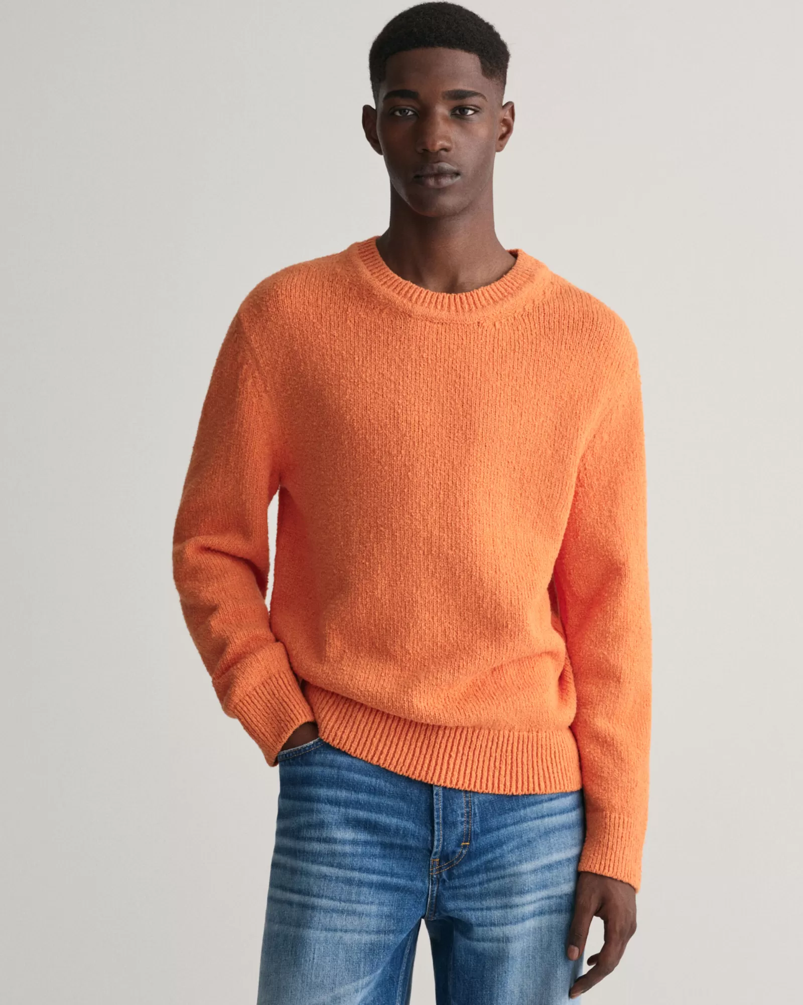 GANT Bouclé Knit Crew Neck Sweater | Stickat