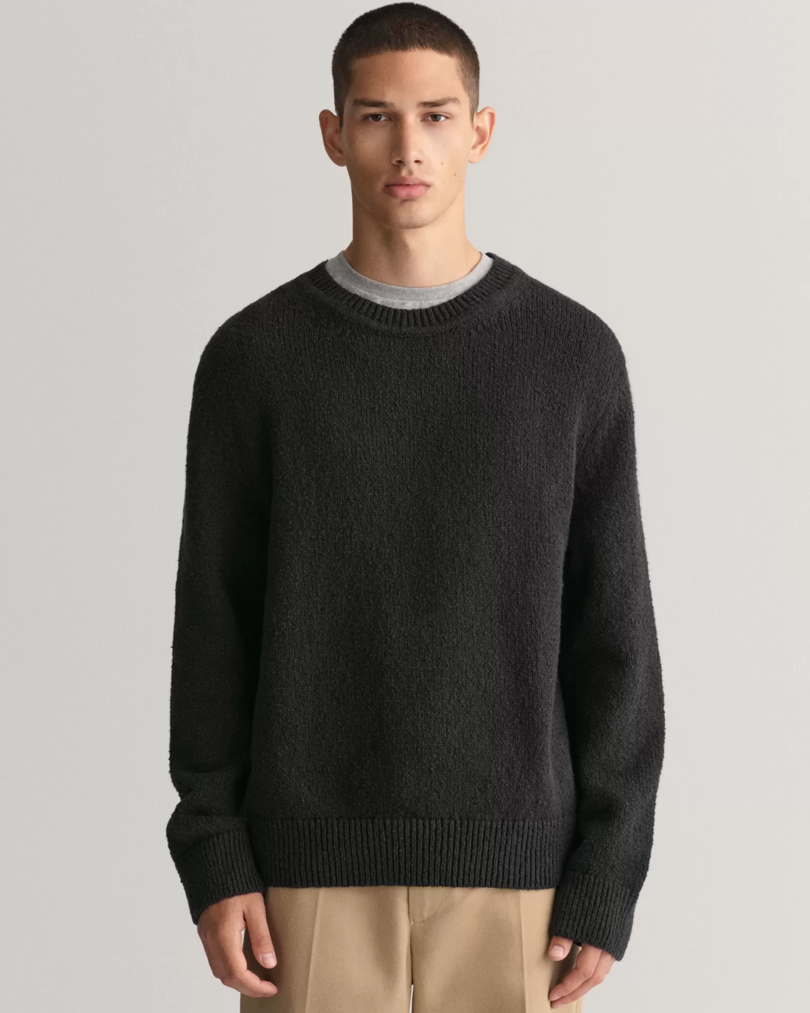 GANT Bouclé Knit Crew Neck Sweater | Stickat