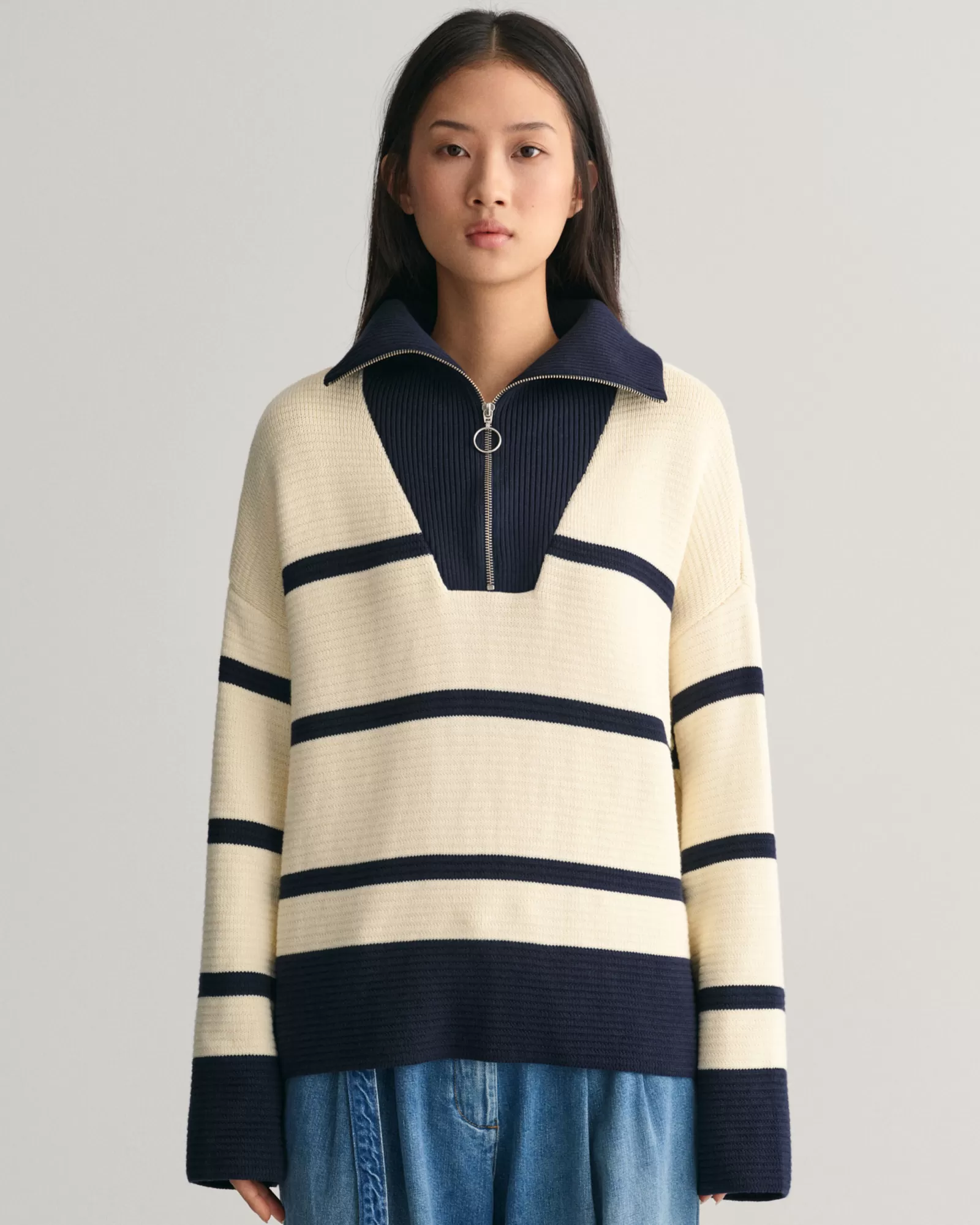 GANT Breton Striped Half-Zip Sweater | Stickat