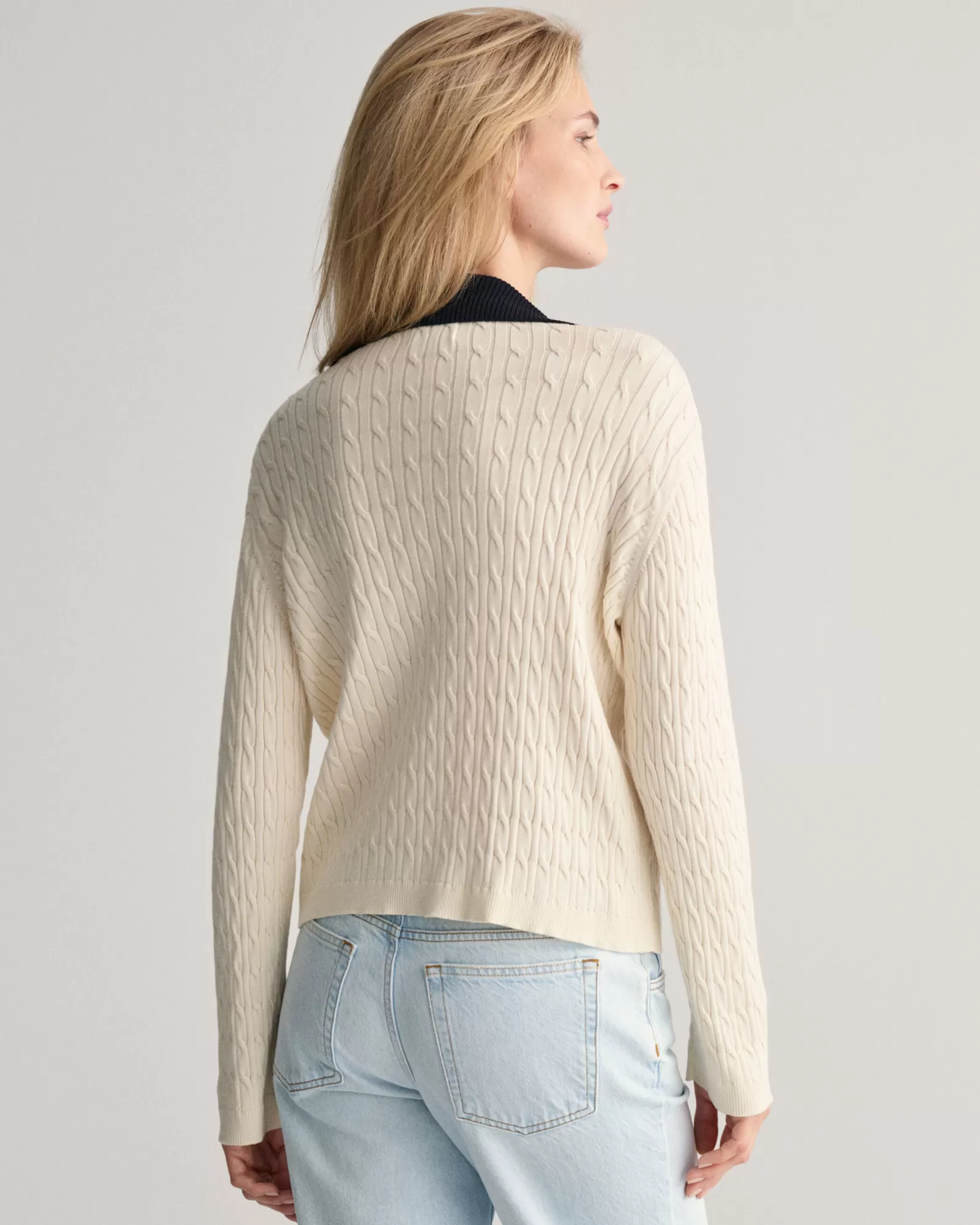 GANT Cable Knit Polo Sweater | Stickat | Pikéer