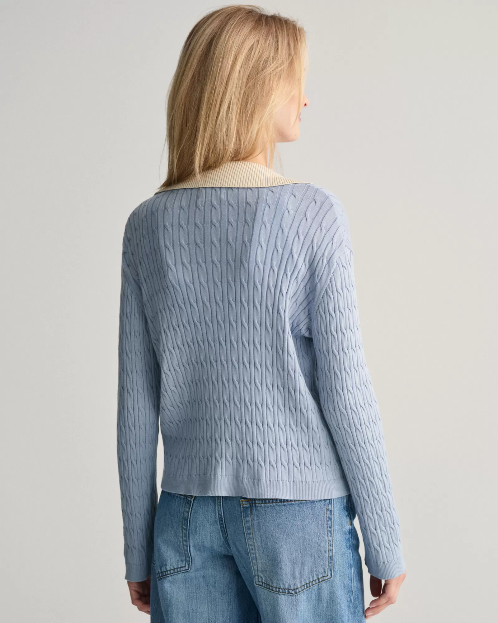 GANT Cable Knit Polo Sweater | Stickat | Pikéer