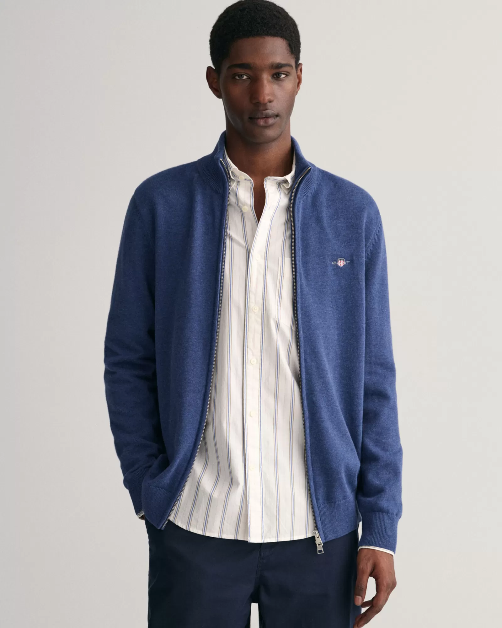 GANT Casual Cotton Zip Cardigan | Stickat