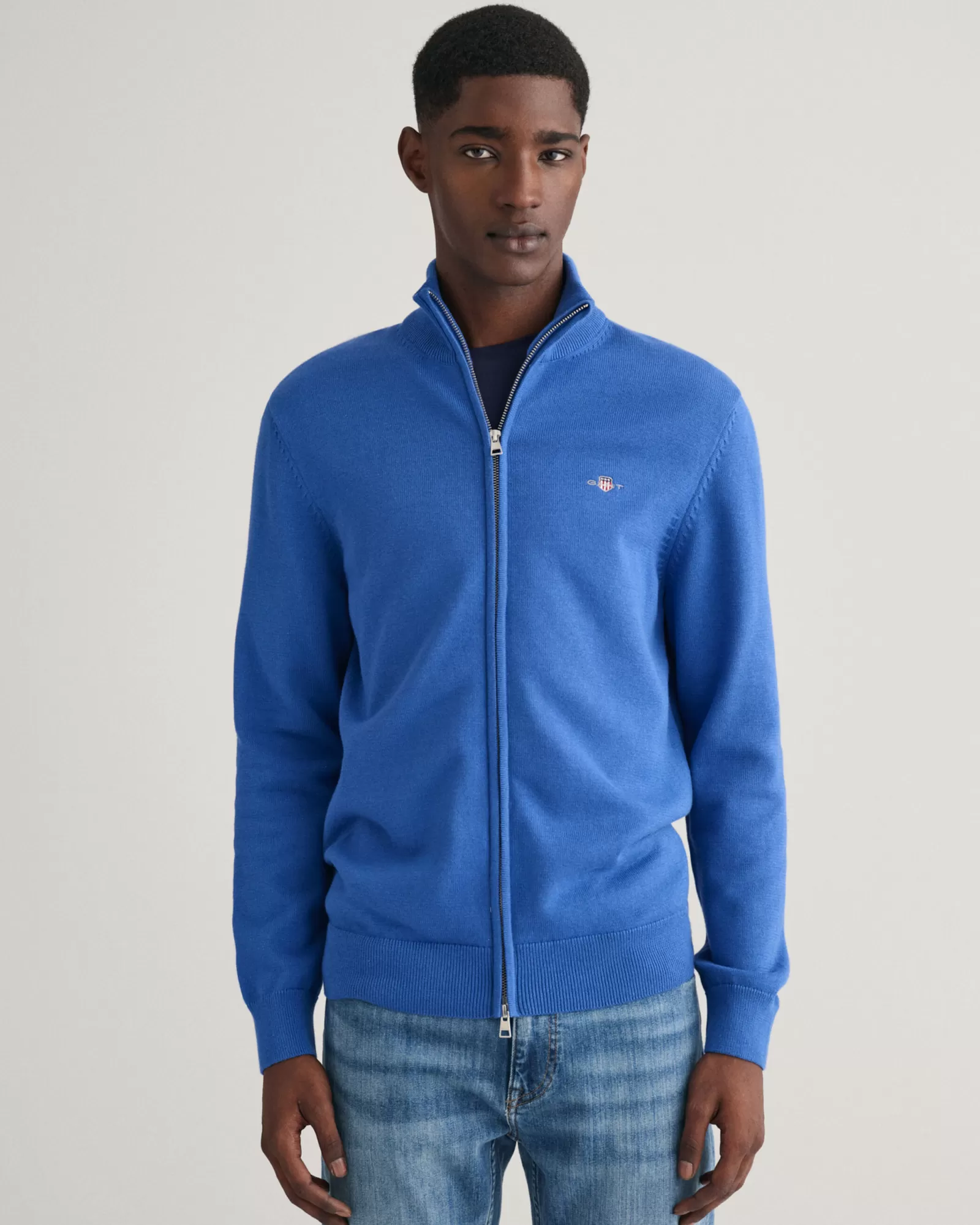 GANT Casual Cotton Zip Cardigan | Stickat