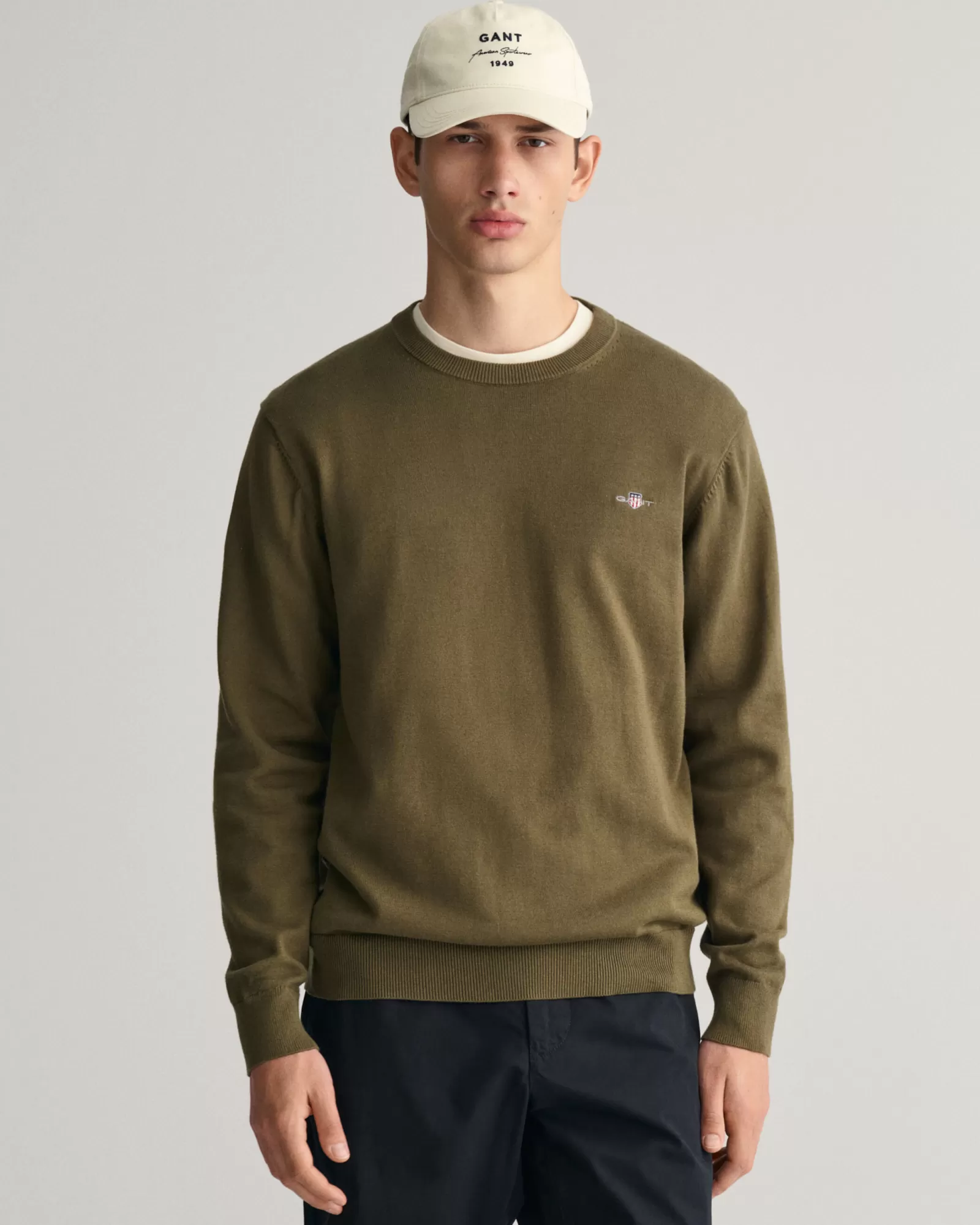 GANT Classic Cotton Crew Neck Sweater | Stickat