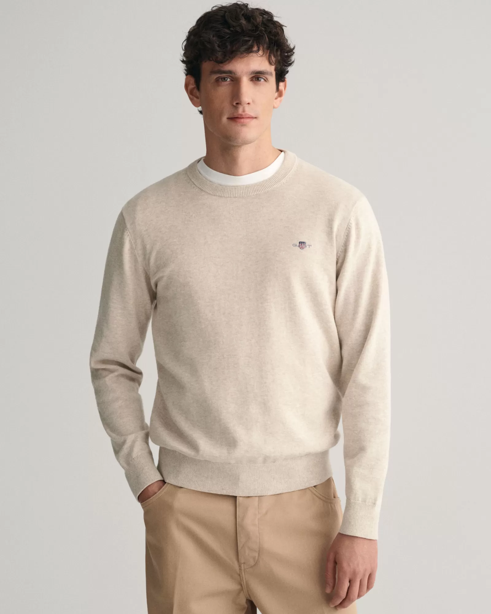 GANT Classic Cotton Crew Neck Sweater | Stickat