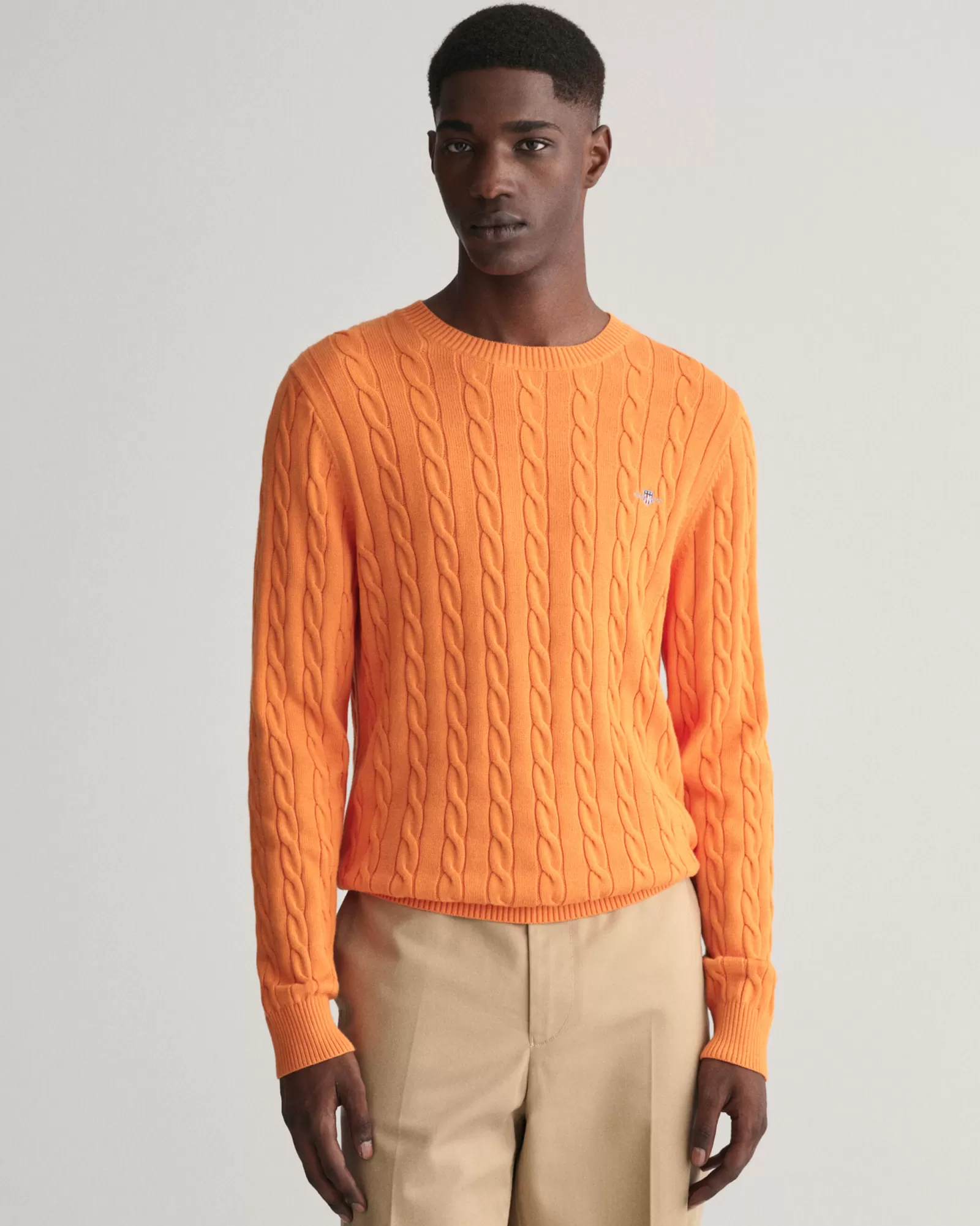 GANT Cotton Cable Knit Crew Neck Sweater | Stickat