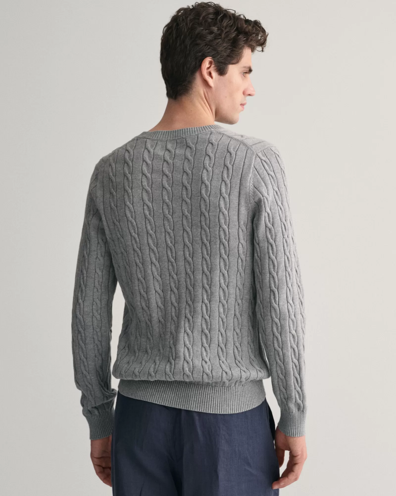 GANT Cotton Cable Knit Crew Neck Sweater | Stickat