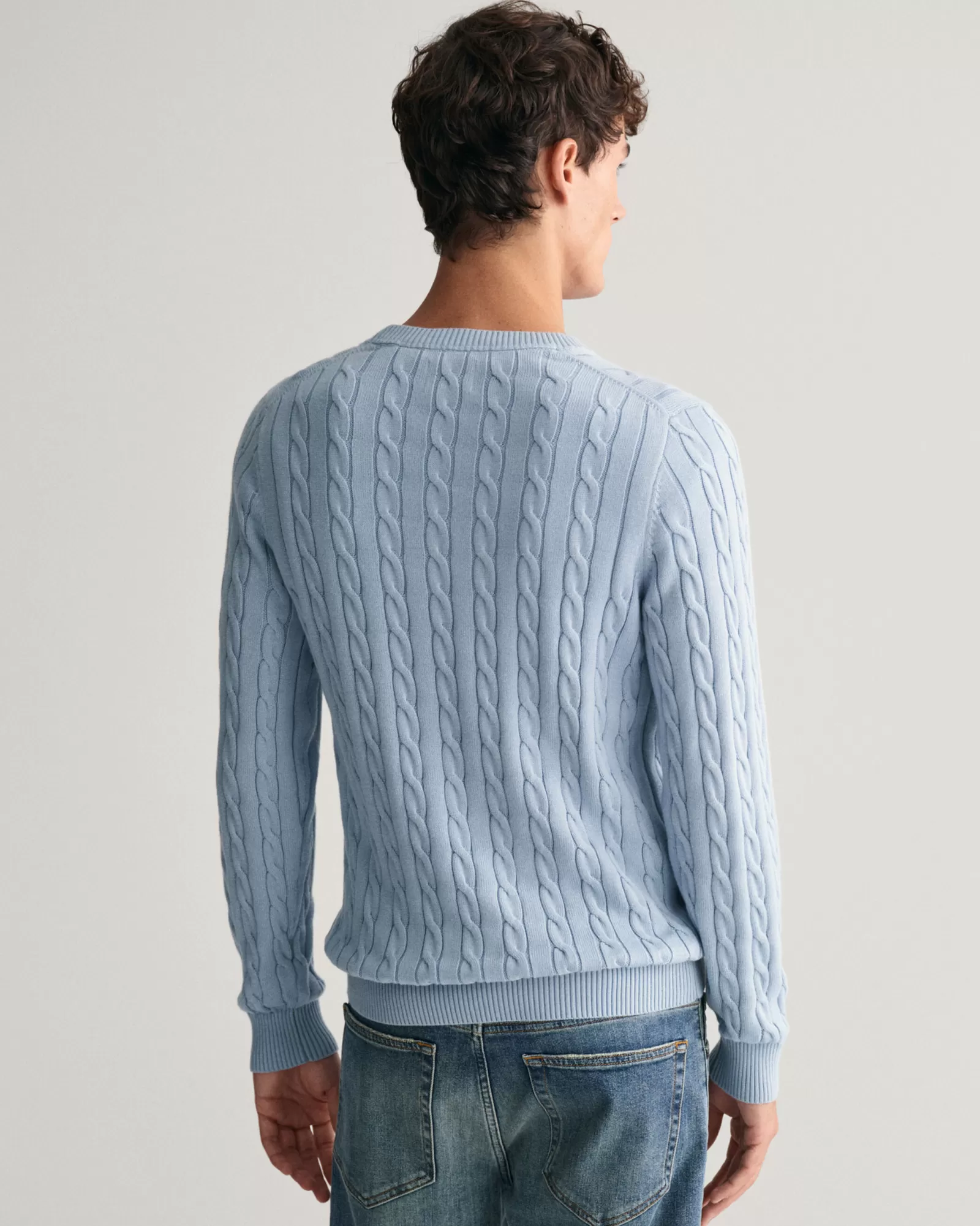 GANT Cotton Cable Knit Crew Neck Sweater | Stickat