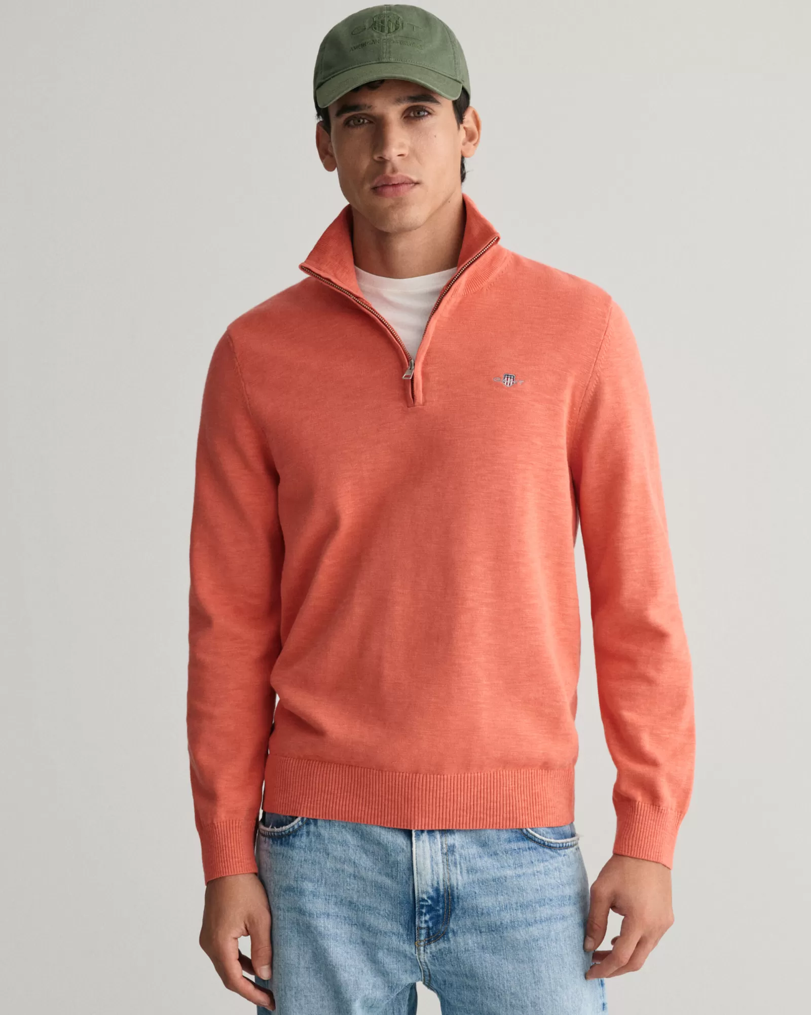 GANT Cotton Flamme Half-Zip Sweater | Stickat