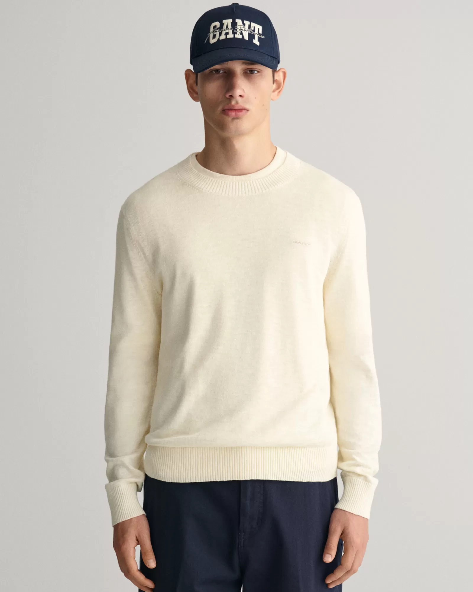 GANT Cotton Linen Crew Neck Sweater | Stickat