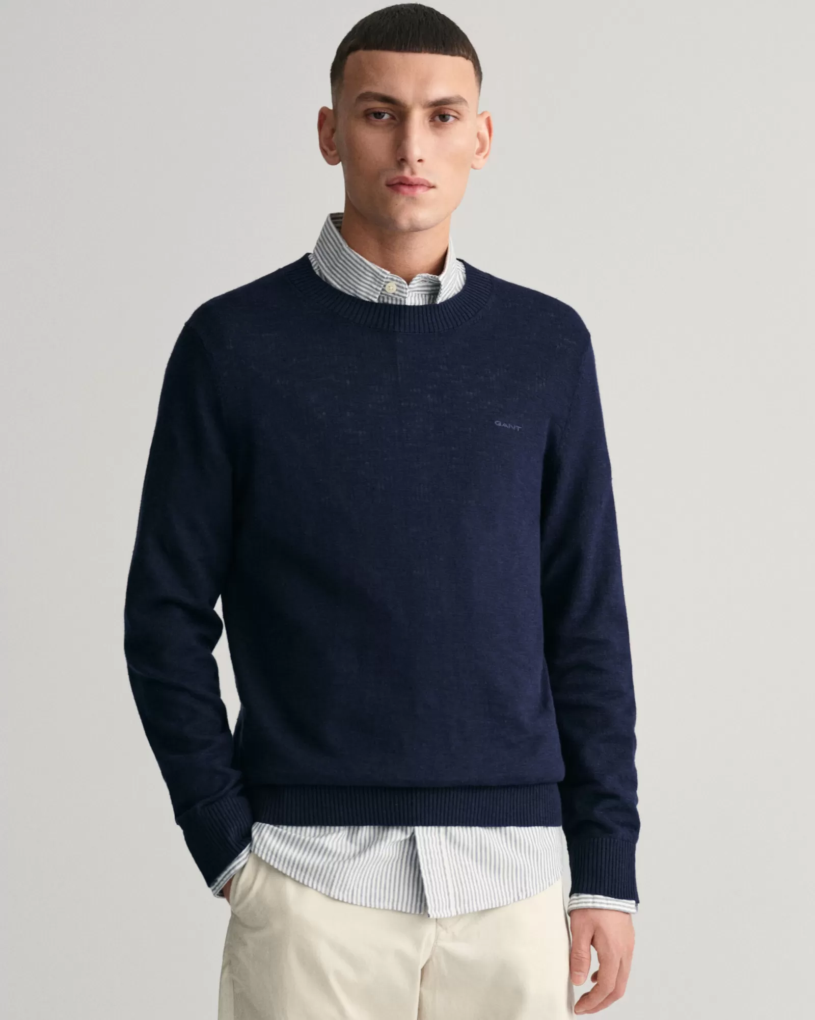 GANT Cotton Linen Crew Neck Sweater | Stickat