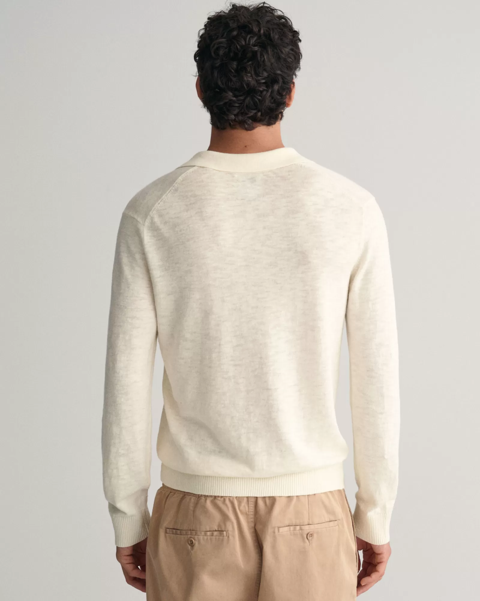 GANT Cotton Linen Open Polo Sweater | Stickat | Pikéer