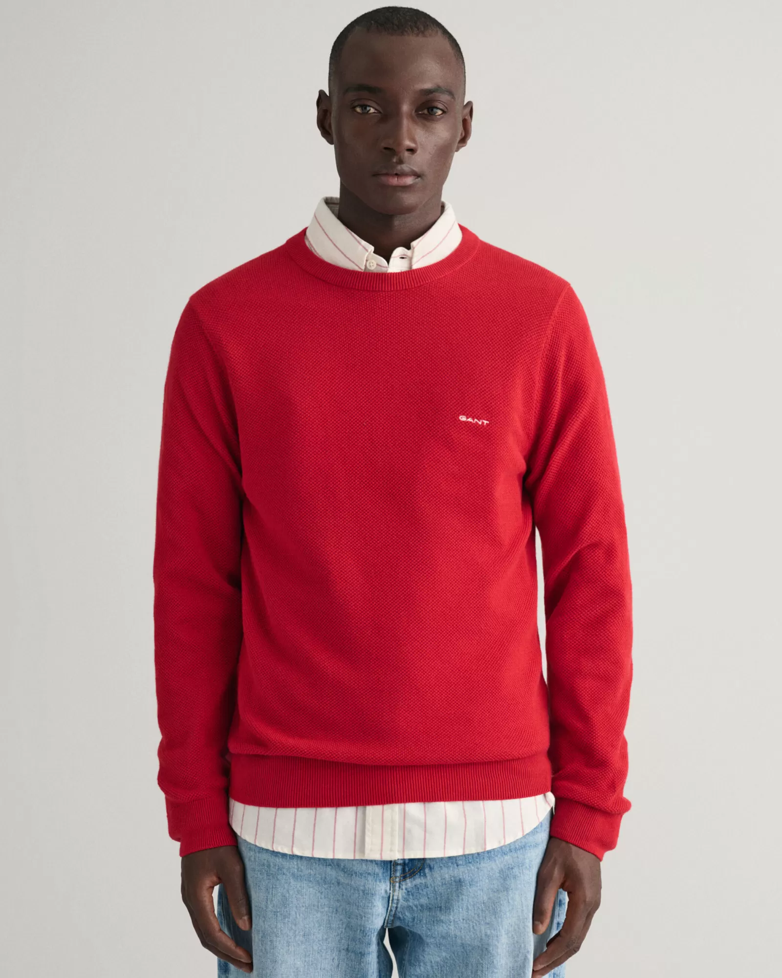 GANT Cotton Piqué Crew Neck Sweater | Stickat