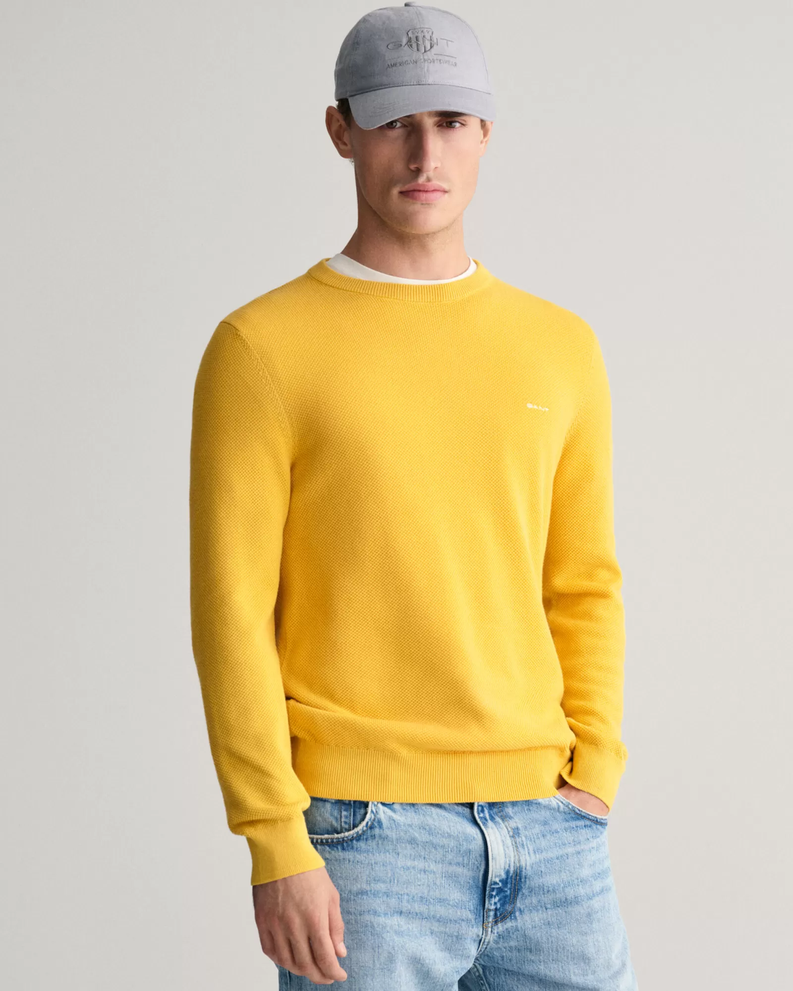 GANT Cotton Piqué Crew Neck Sweater | Stickat