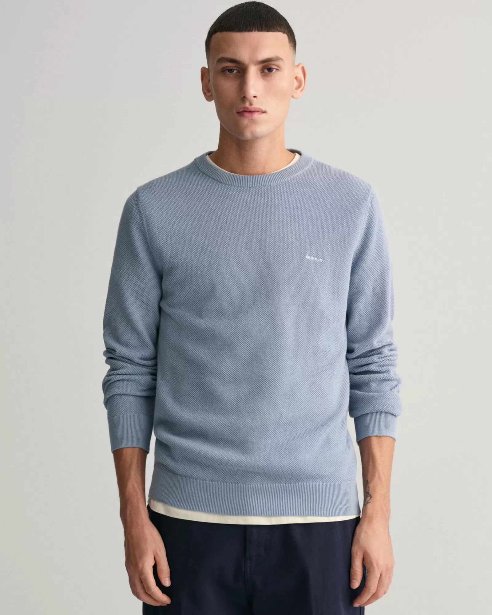 GANT Cotton Piqué Crew Neck Sweater | Stickat