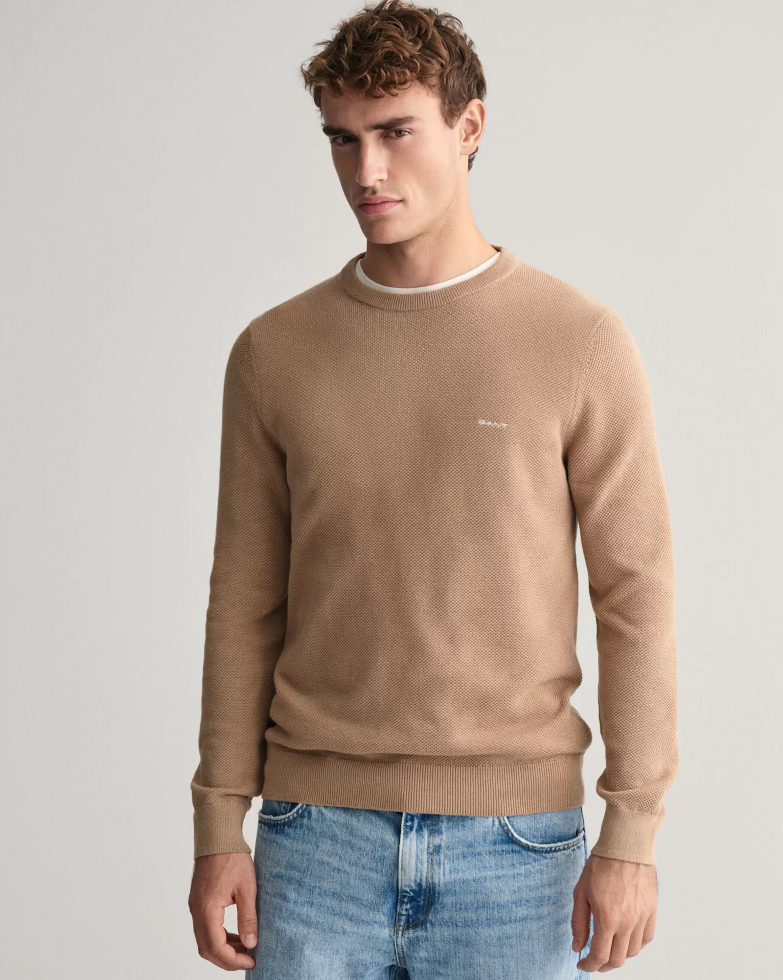 GANT Cotton Piqué Crew Neck Sweater | Stickat