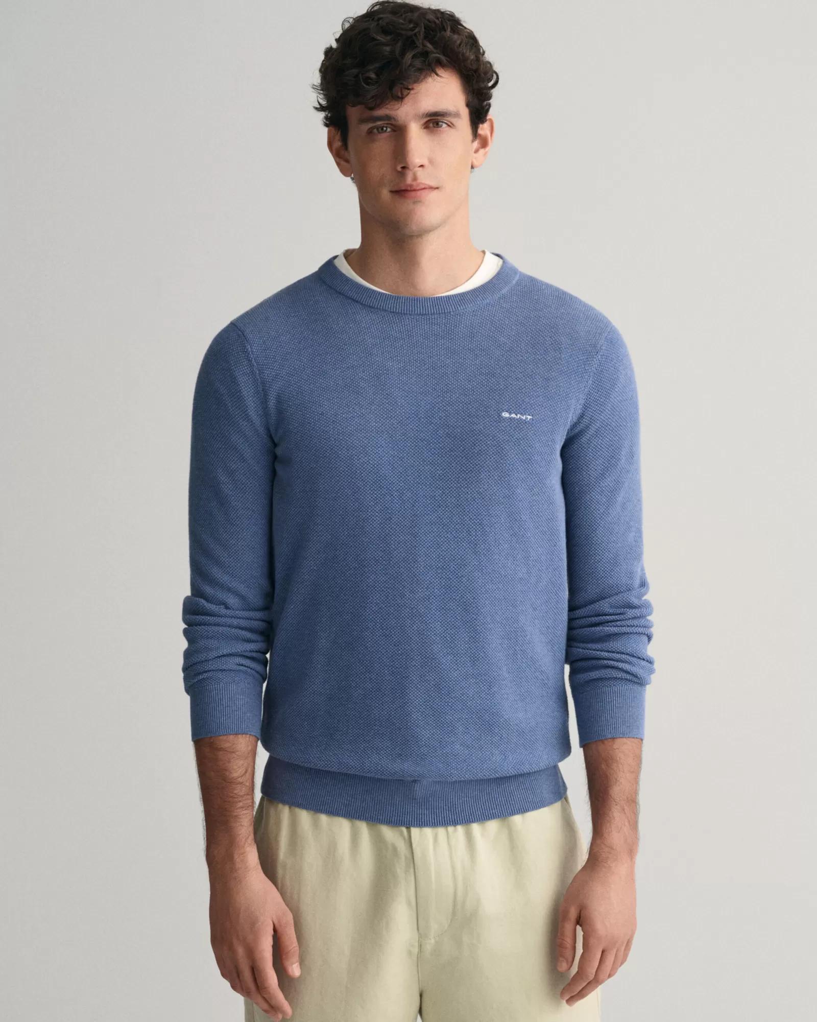 GANT Cotton Piqué Crew Neck Sweater | Stickat