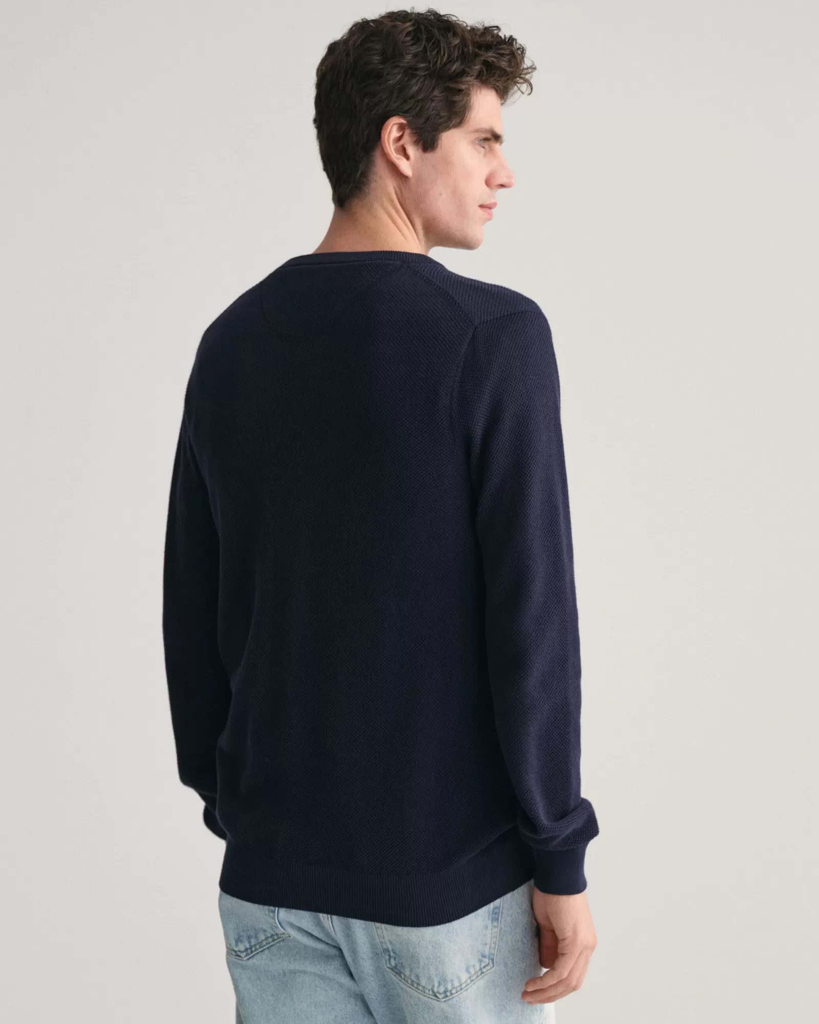 GANT Cotton Piqué Crew Neck Sweater | Stickat