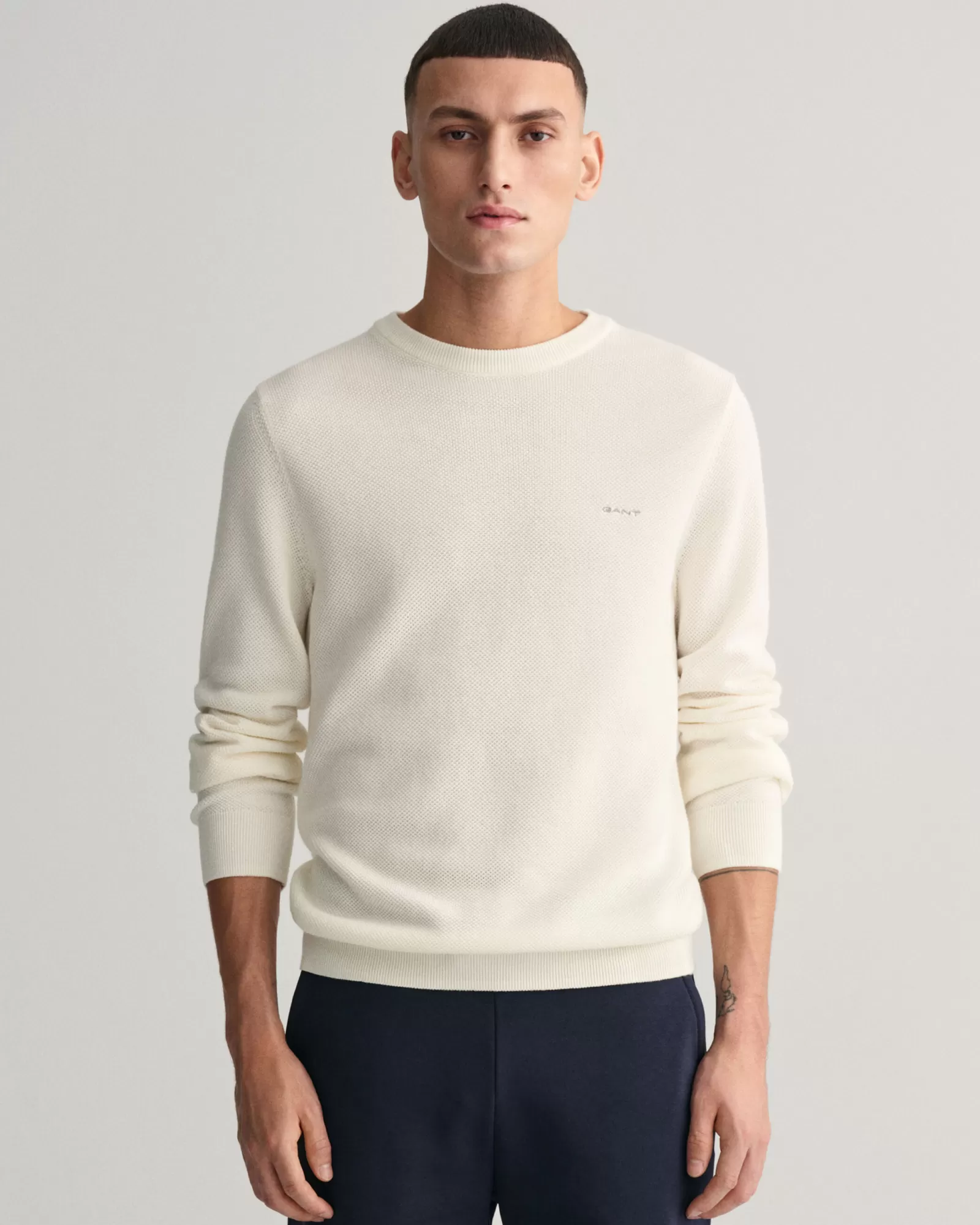 GANT Cotton Piqué Crew Neck Sweater | Stickat