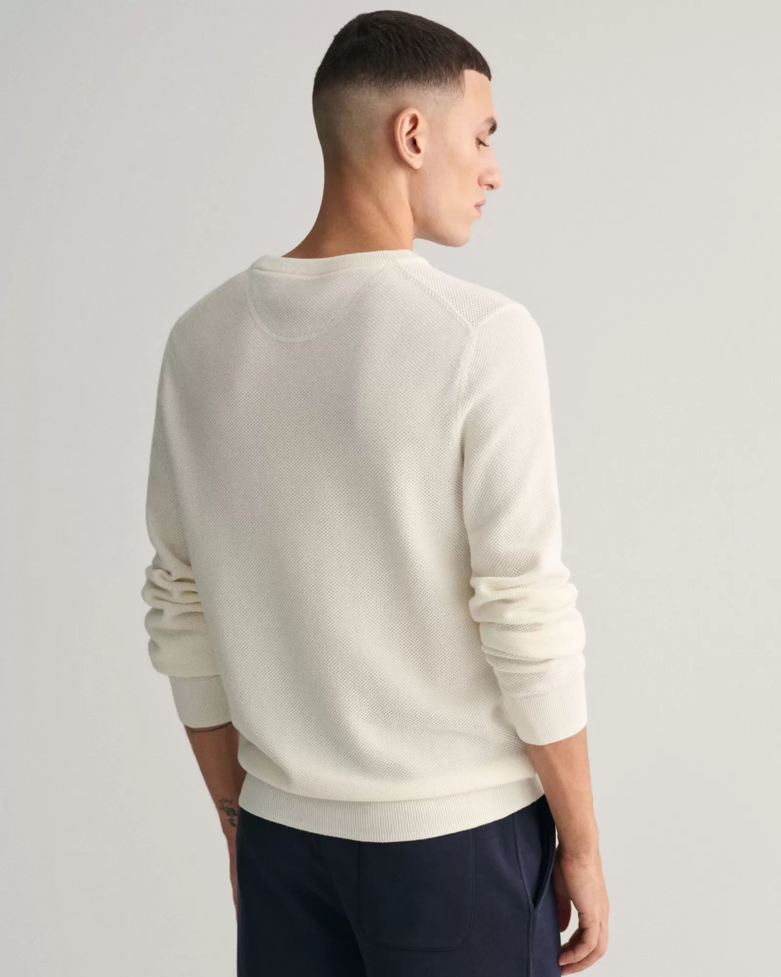 GANT Cotton Piqué Crew Neck Sweater | Stickat