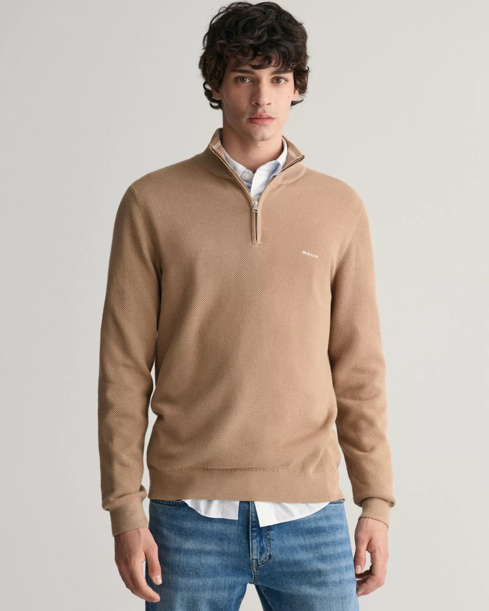 GANT Cotton Piqué Half-Zip Sweater | Stickat