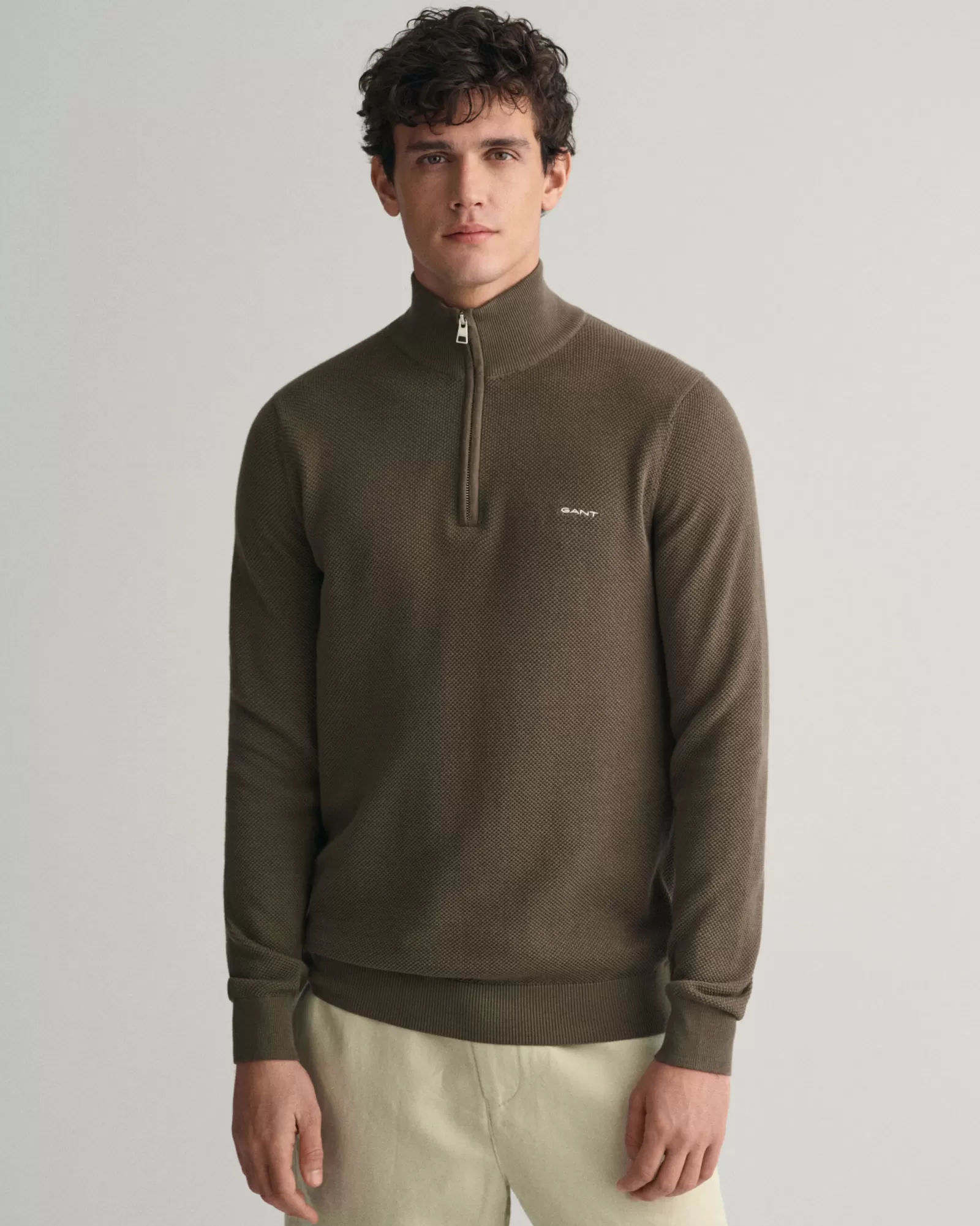 GANT Cotton Piqué Half-Zip Sweater | Stickat