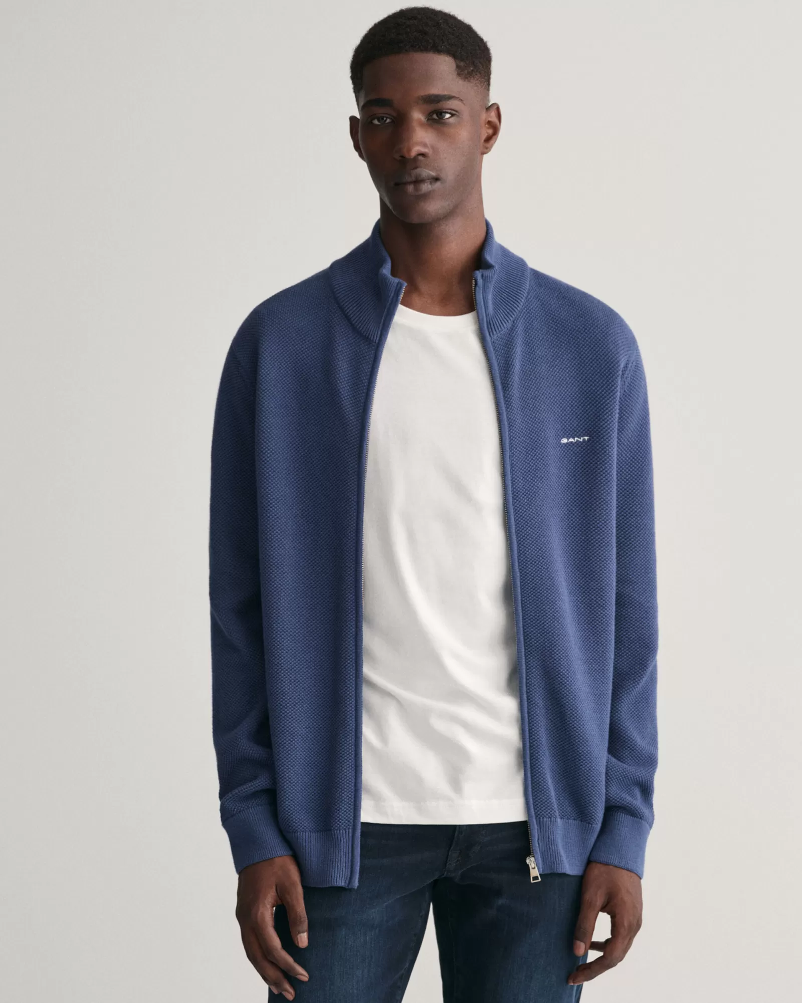 GANT Cotton Piqué Zip Cardigan | Stickat