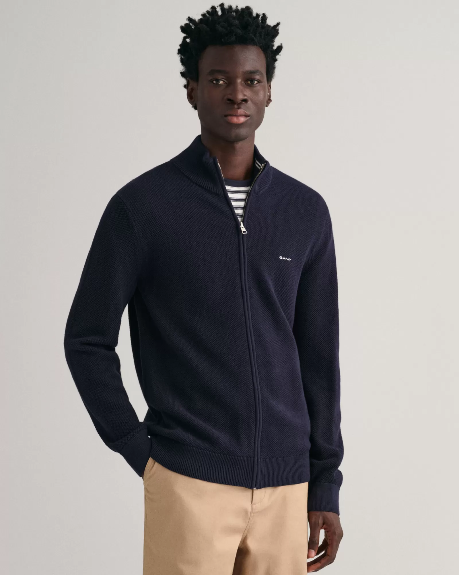 GANT Cotton Piqué Zip Cardigan | Stickat