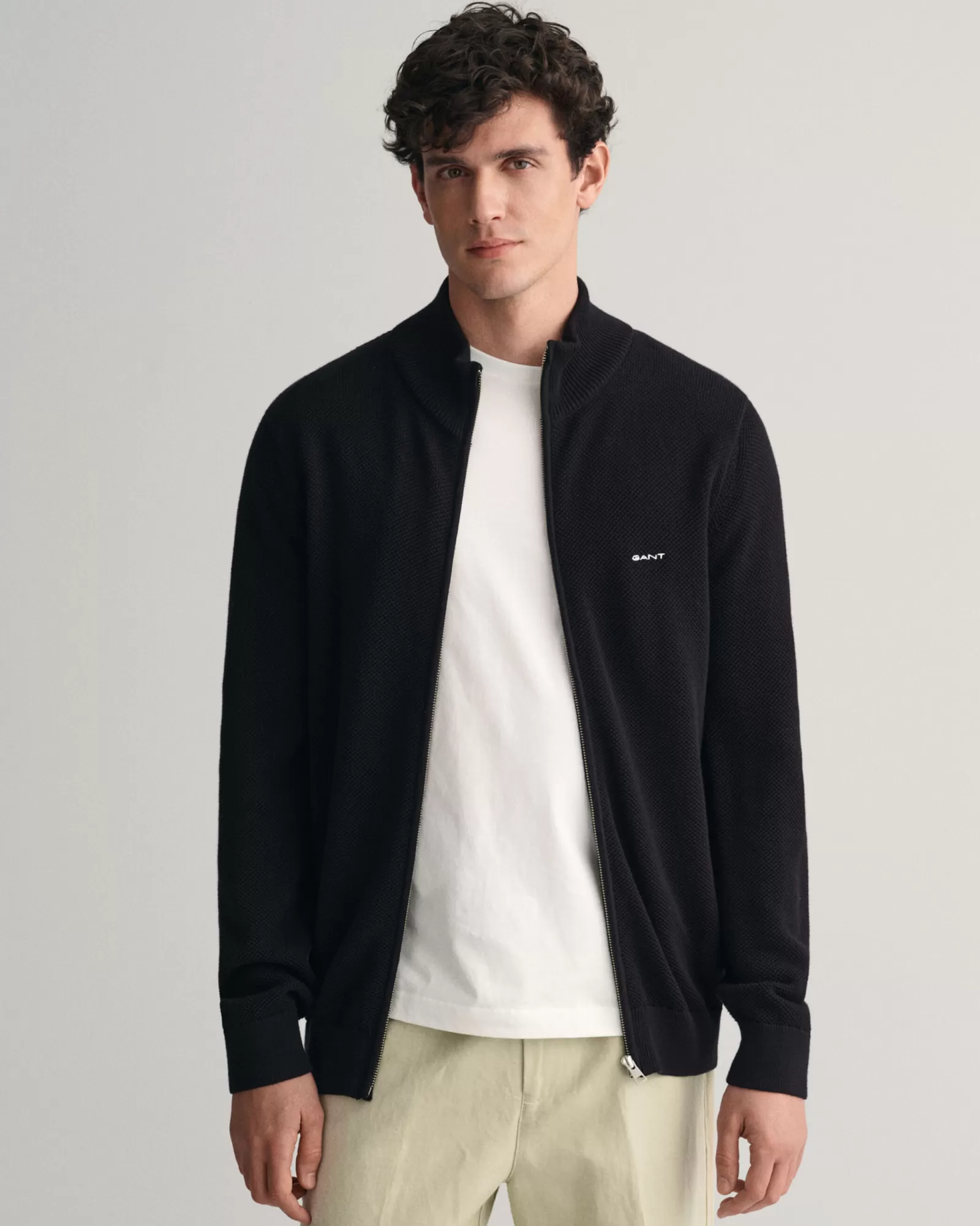 GANT Cotton Piqué Zip Cardigan | Stickat