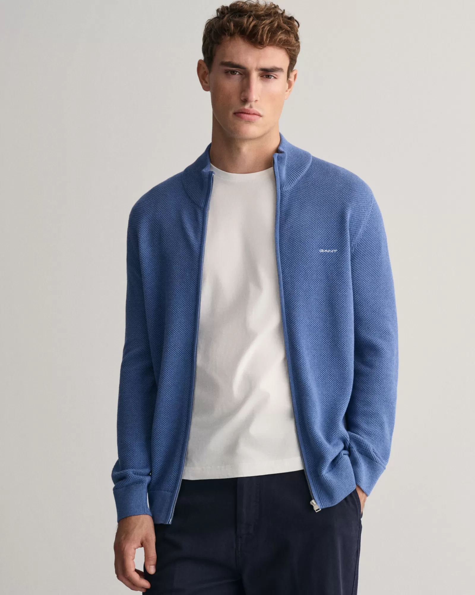 GANT Cotton Piqué Zip Cardigan | Stickat