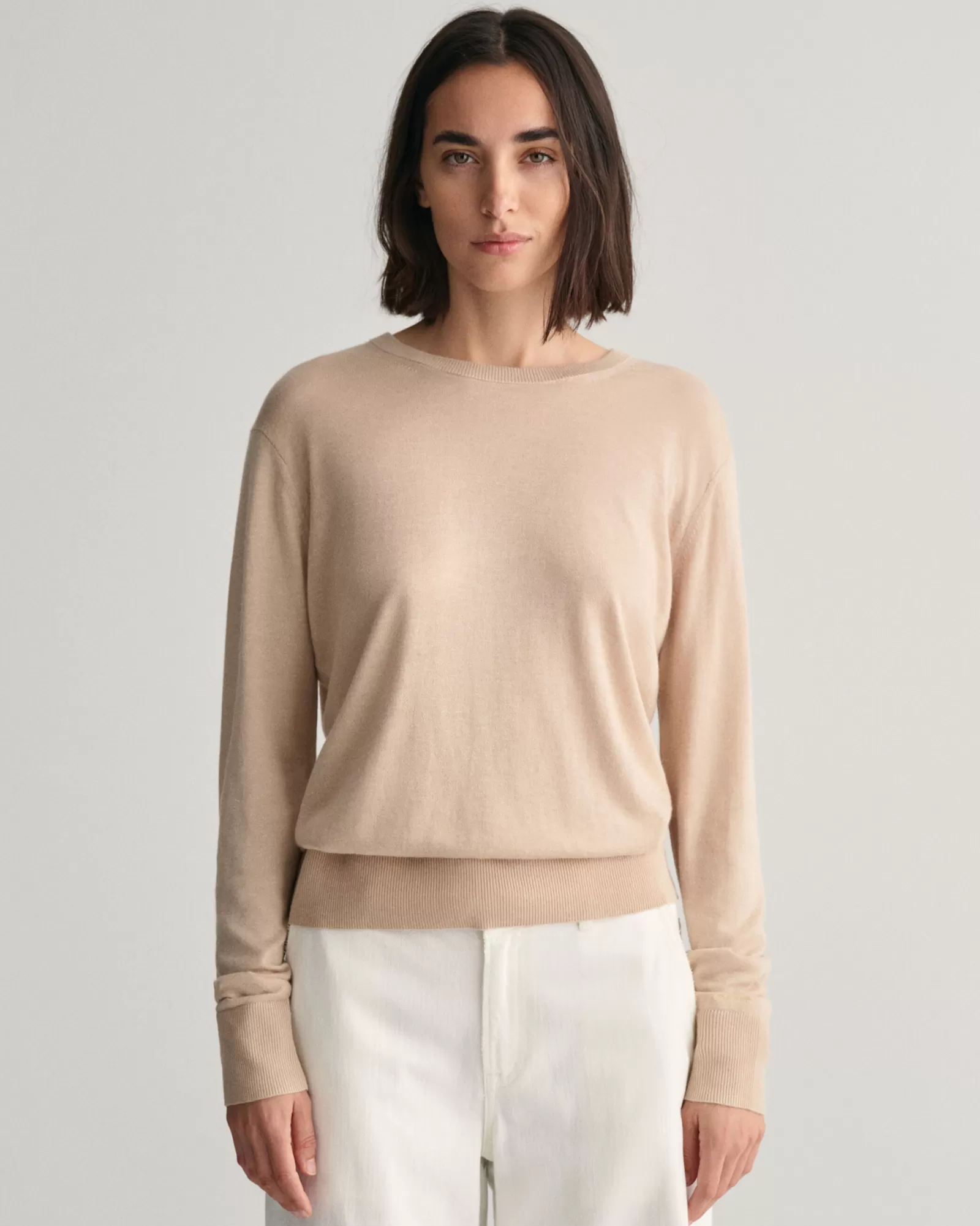 GANT Fine Knit Crew Neck Sweater | Stickat