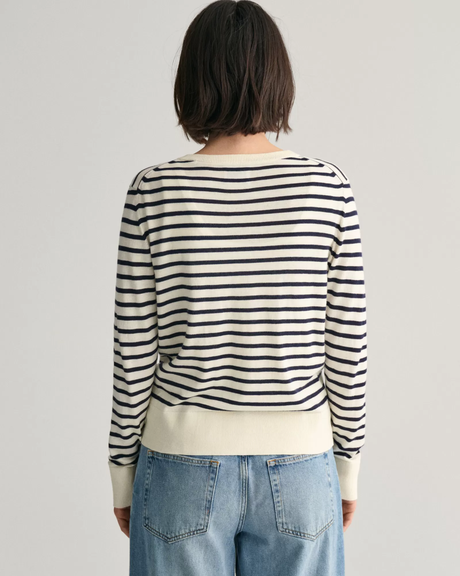 GANT Fine Knit Striped Cardigan | Stickat