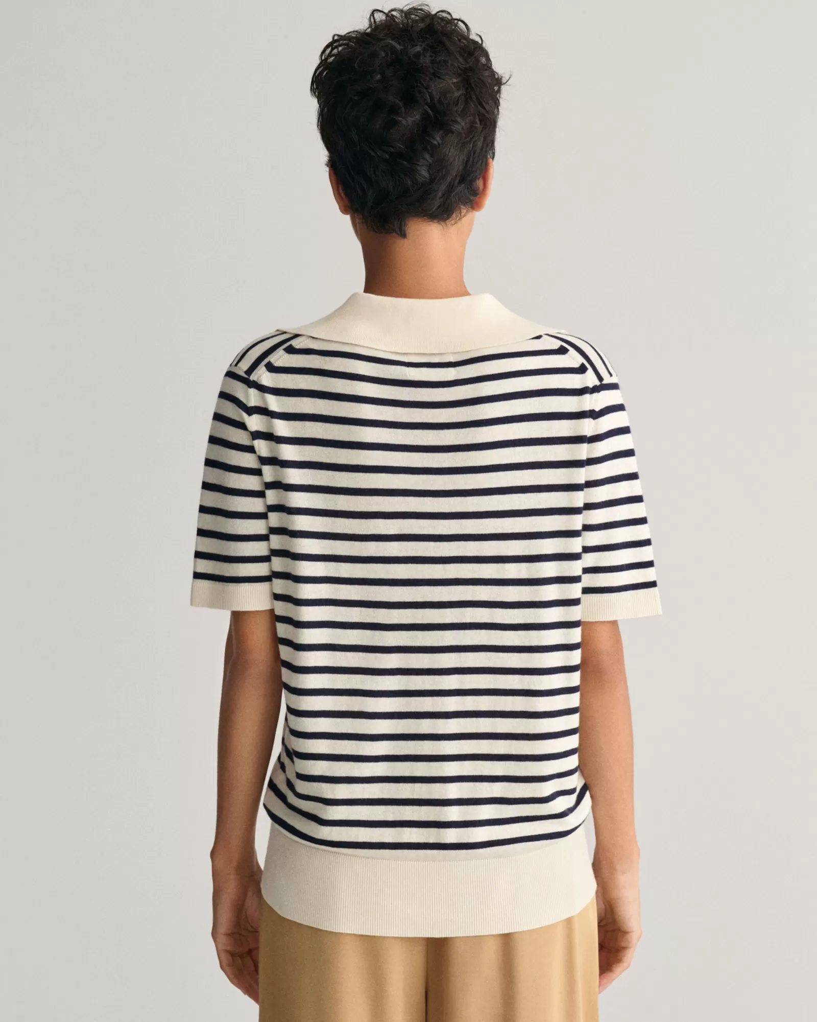 GANT Fine Knit Striped Short Sleeve Rugger | Stickat