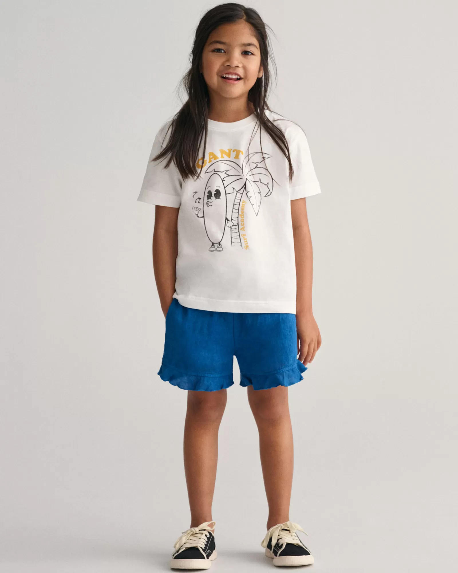 GANT Girls Frilly Linen Shorts | Barn Byxor