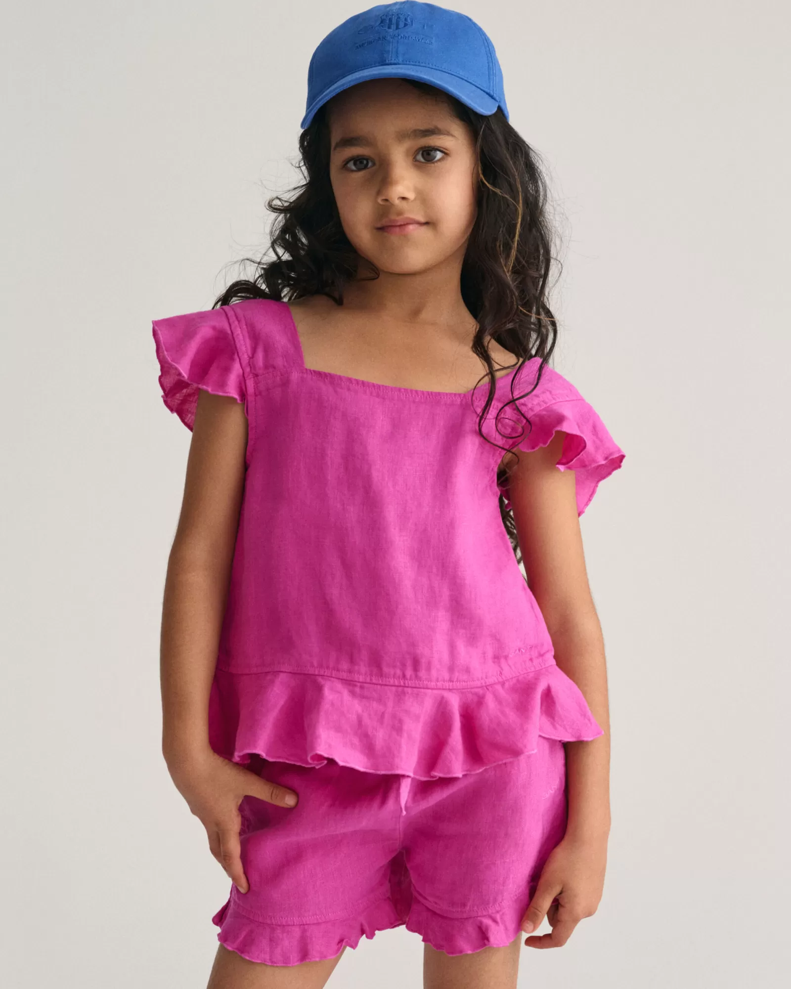 GANT Girls Frilly Linen Top | Barn Skjortor