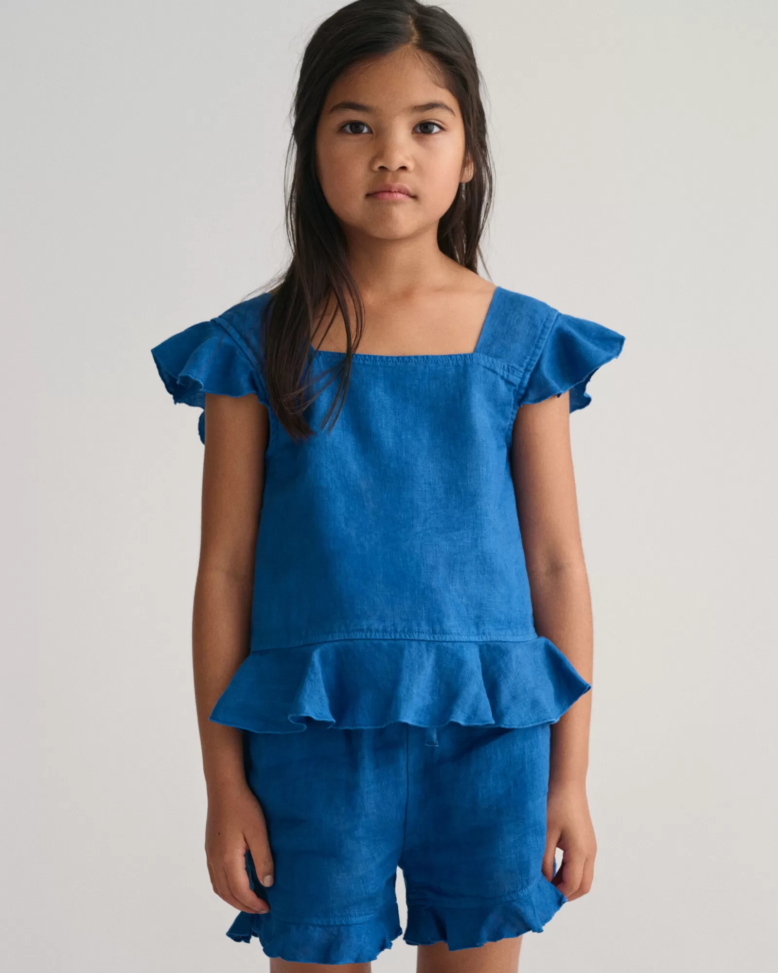 GANT Girls Frilly Linen Top | Barn Skjortor