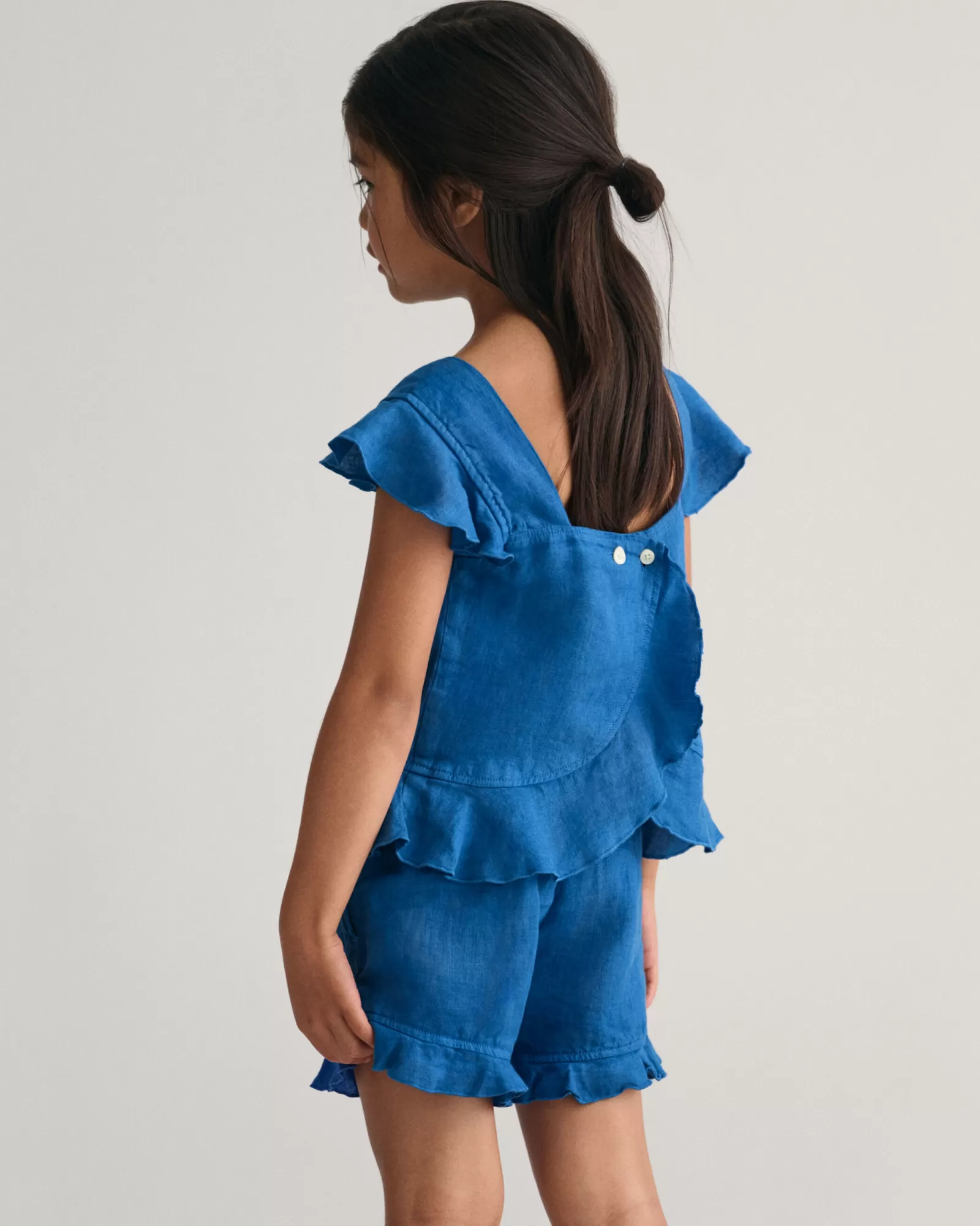 GANT Girls Frilly Linen Top | Barn Skjortor