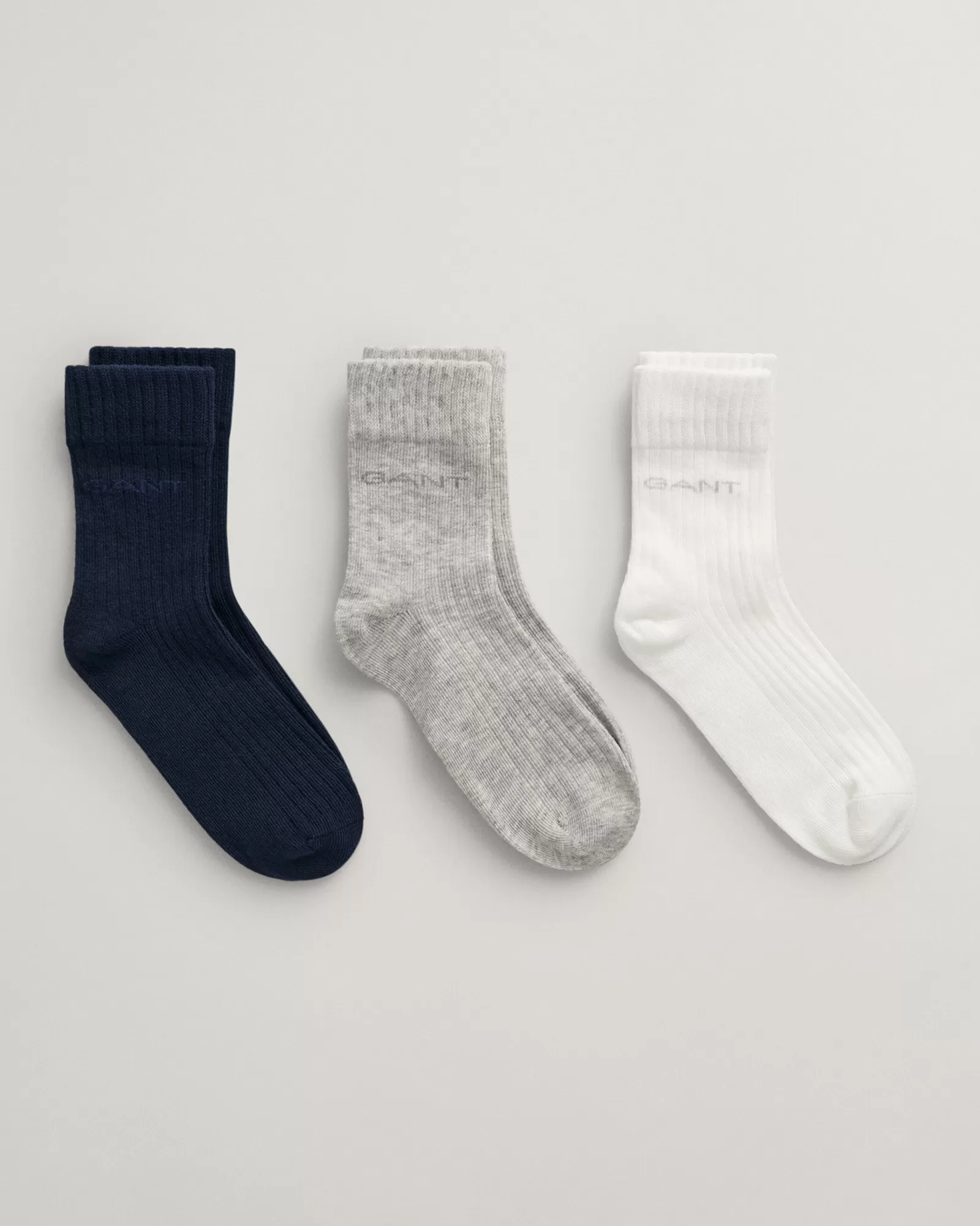 GANT Kids 3-Pack Tonal Logo Ribbed Socks | Barn Accessoarer | Accessoarer