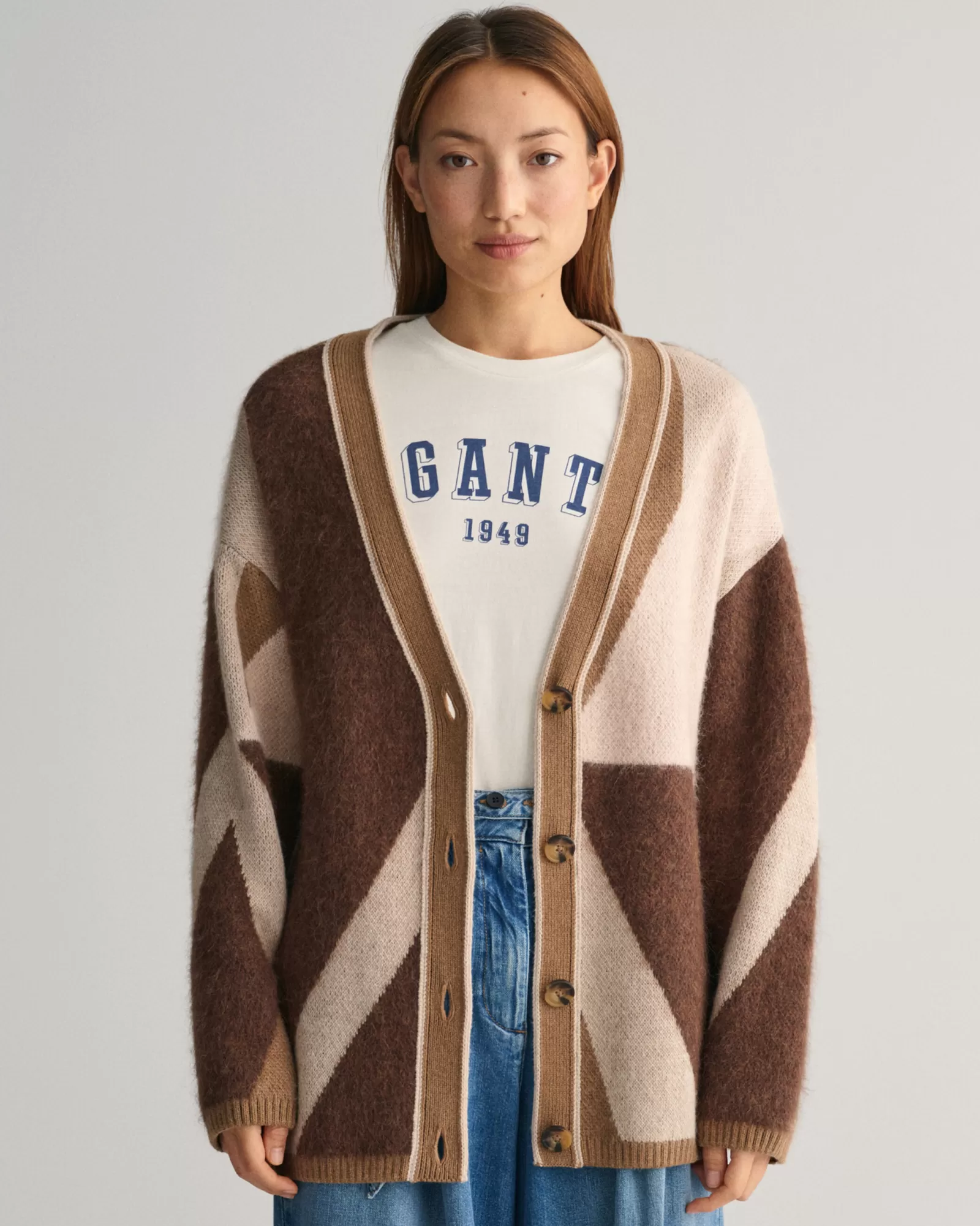 GANT Letters Print Intarsia Cardigan | Stickat