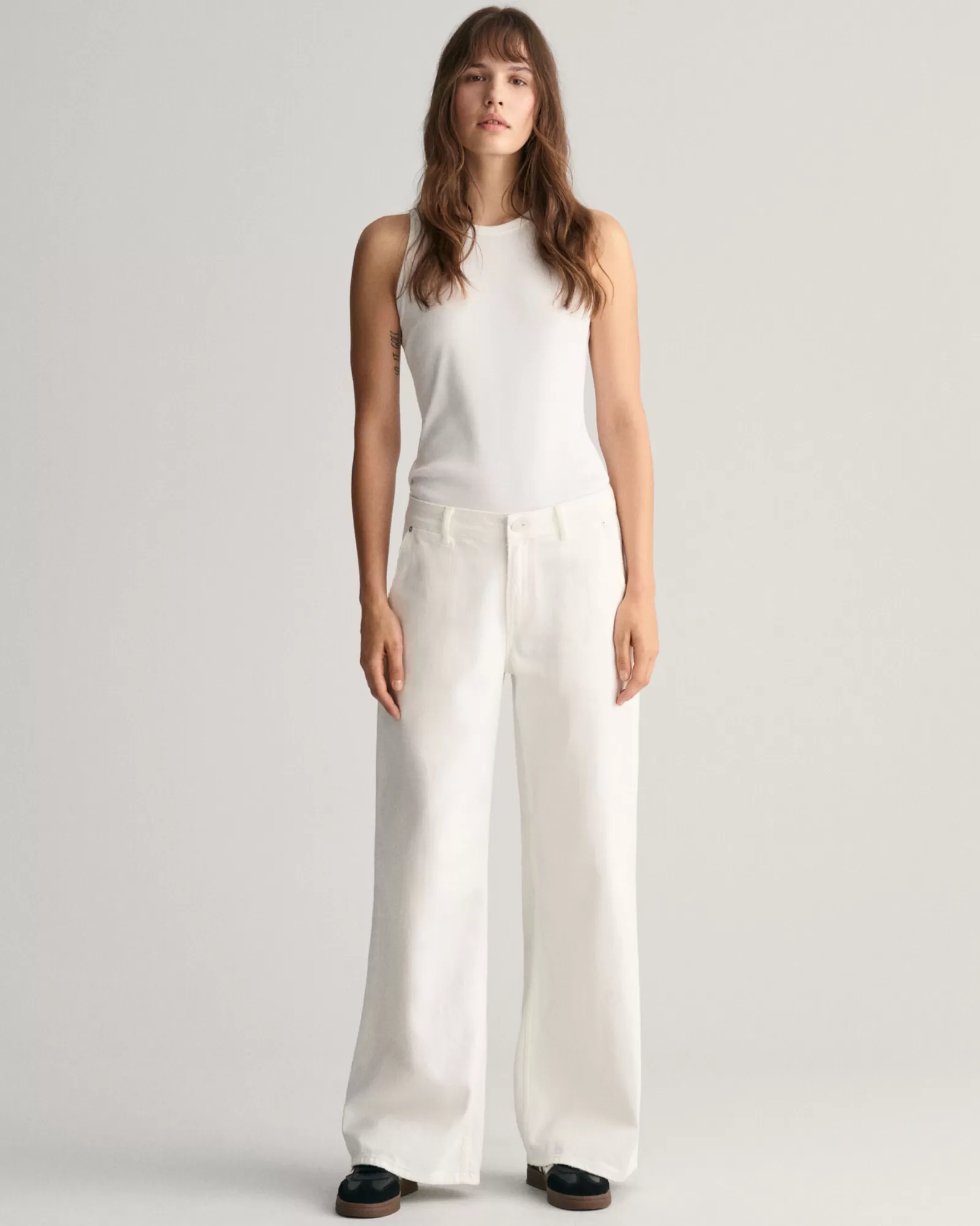 GANT Low-Waisted Wide Leg White Jeans | Jeans