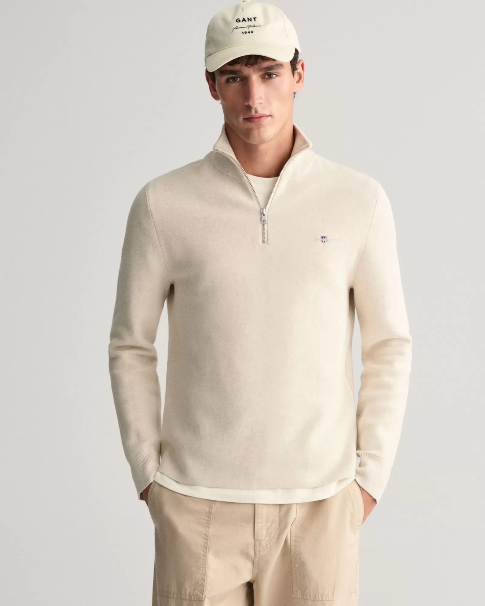 GANT Milano Knit Cotton Half-Zip Sweater | Stickat