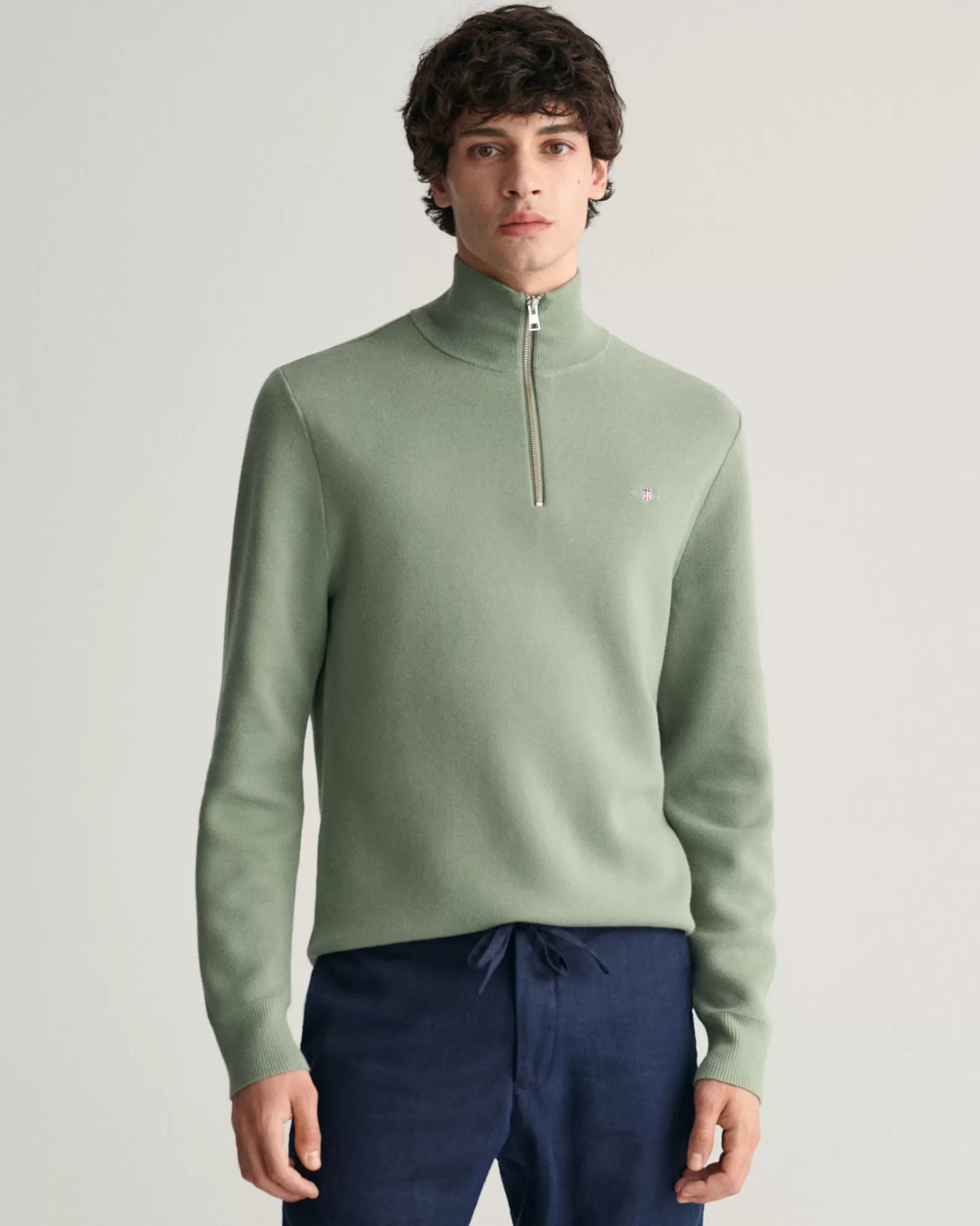 GANT Milano Knit Cotton Half-Zip Sweater | Stickat