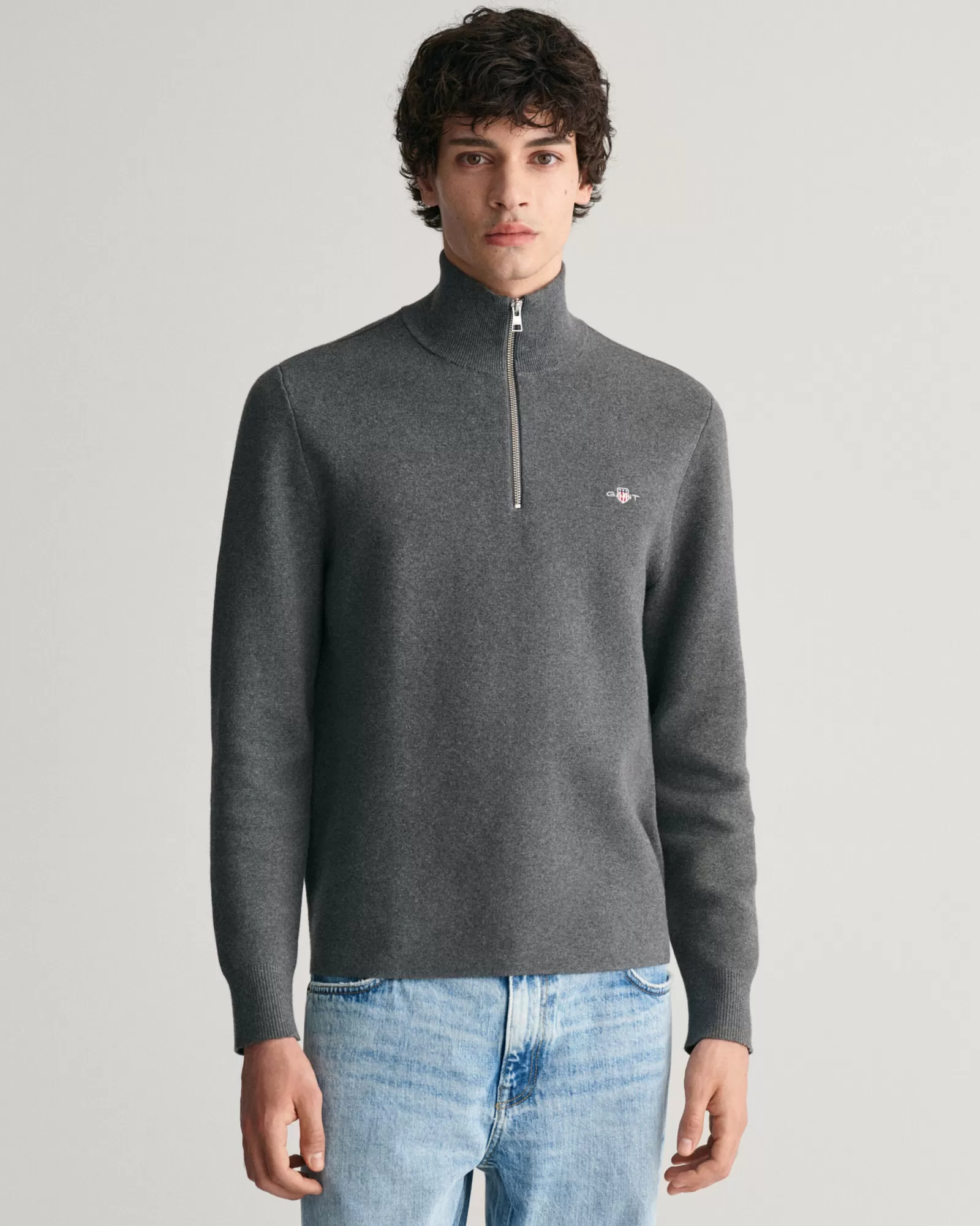 GANT Milano Knit Cotton Half-Zip Sweater | Stickat