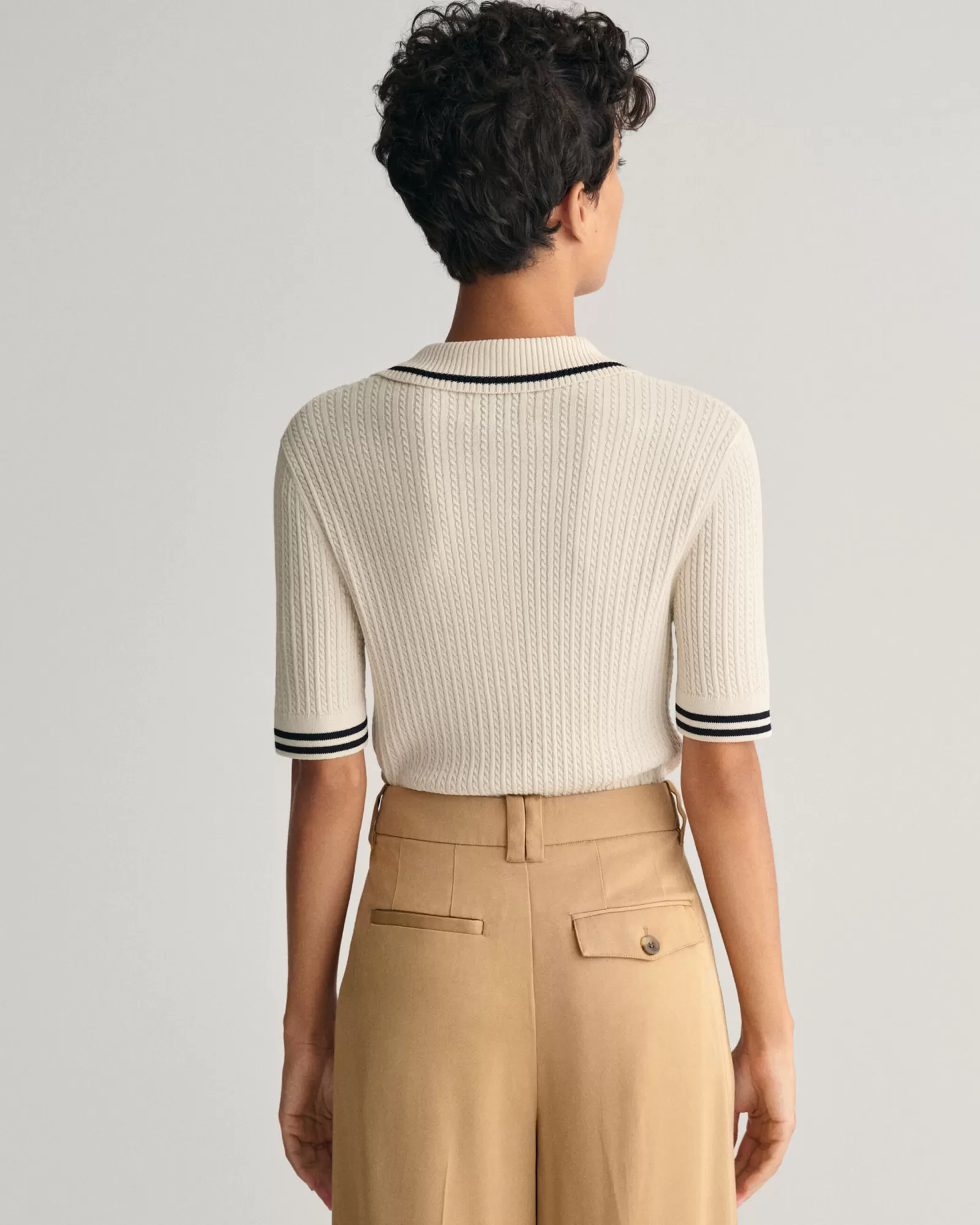 GANT Mini Cable Knit Polo Sweater | Stickat | Pikéer