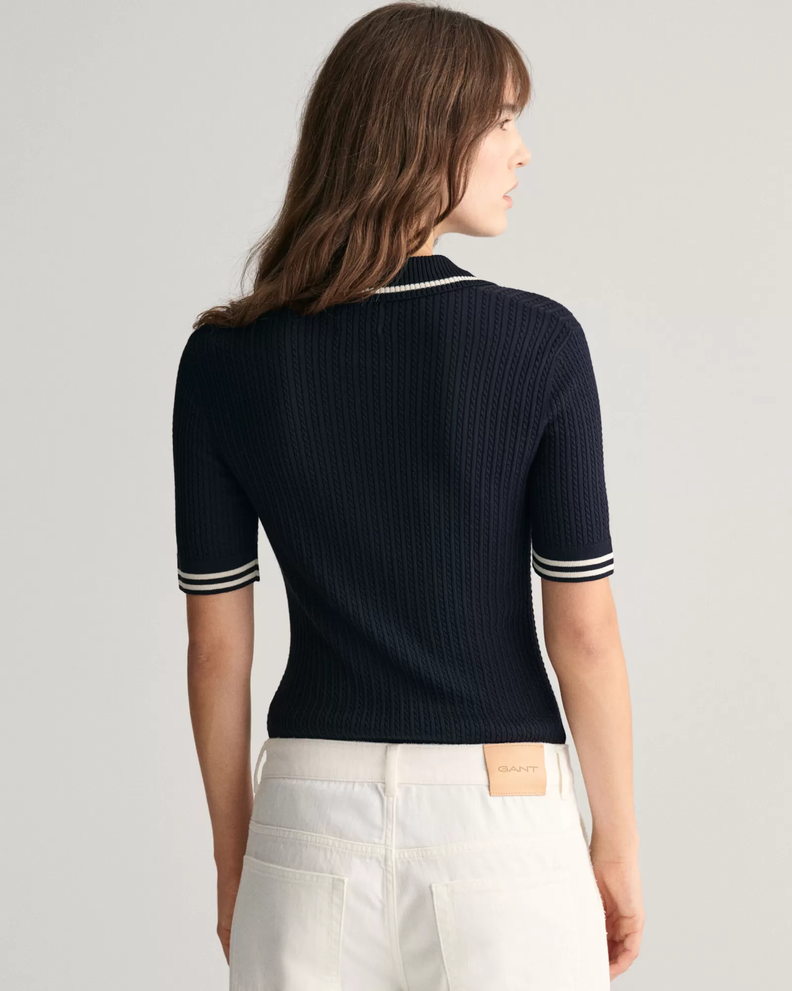 GANT Mini Cable Knit Polo Sweater | Stickat | Pikéer