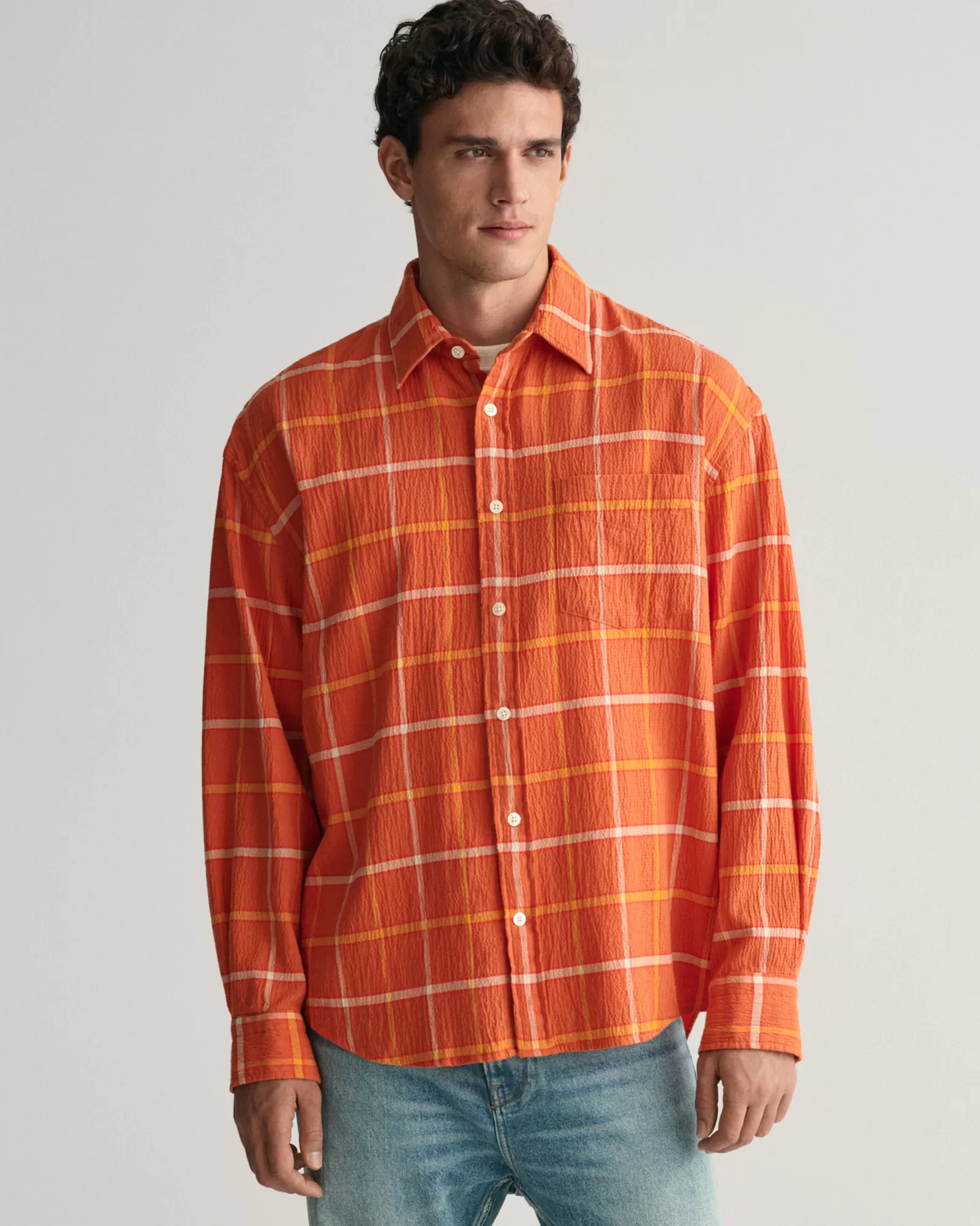 GANT Oversized Textured Checked Shirt | Skjortor