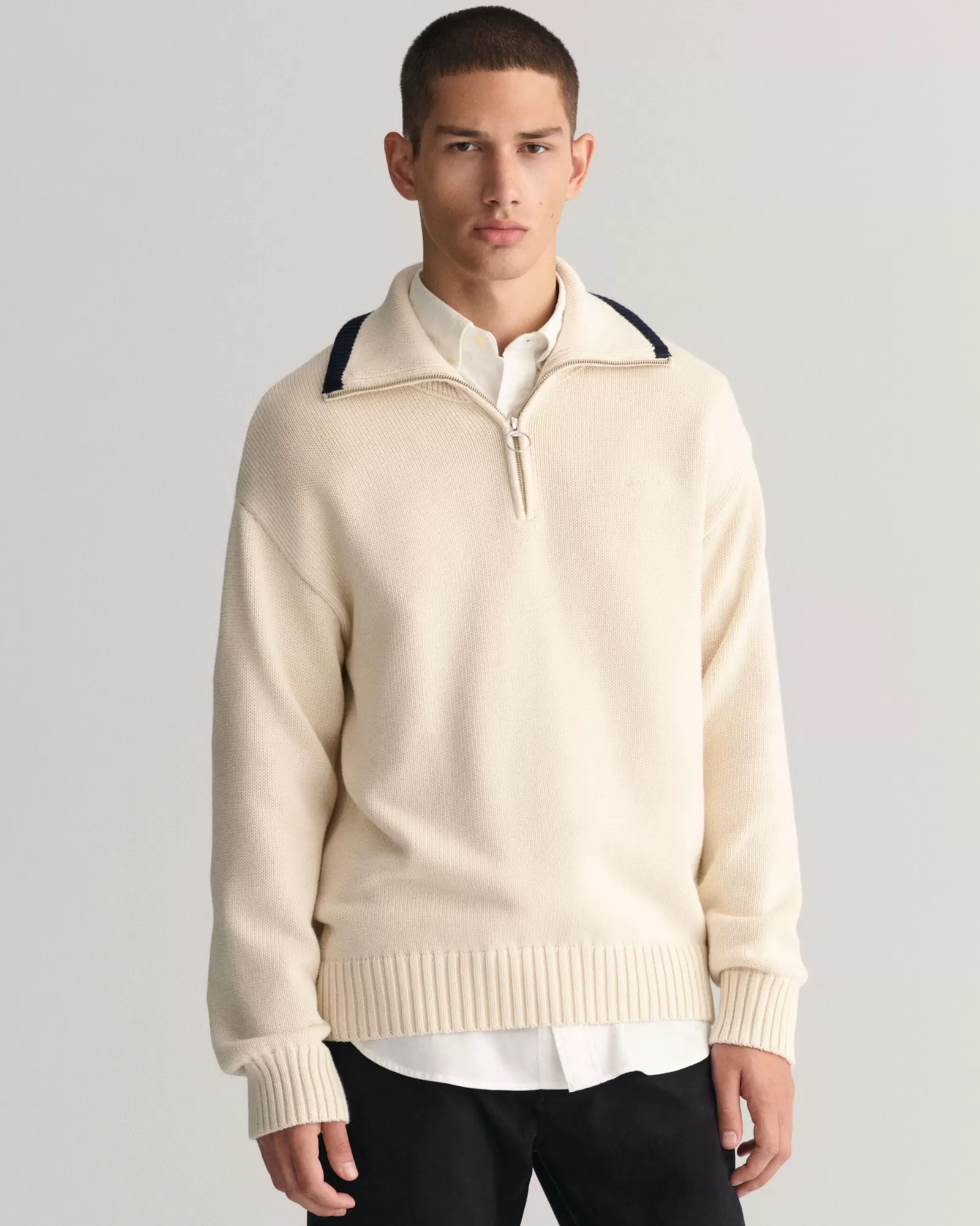 GANT Plain Cotton Half-Zip Sweater | Stickat