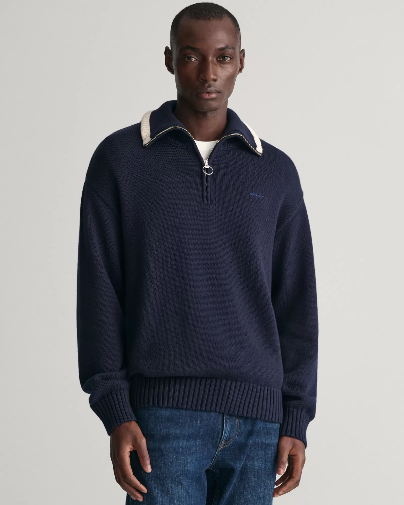 GANT Plain Cotton Half-Zip Sweater | Stickat