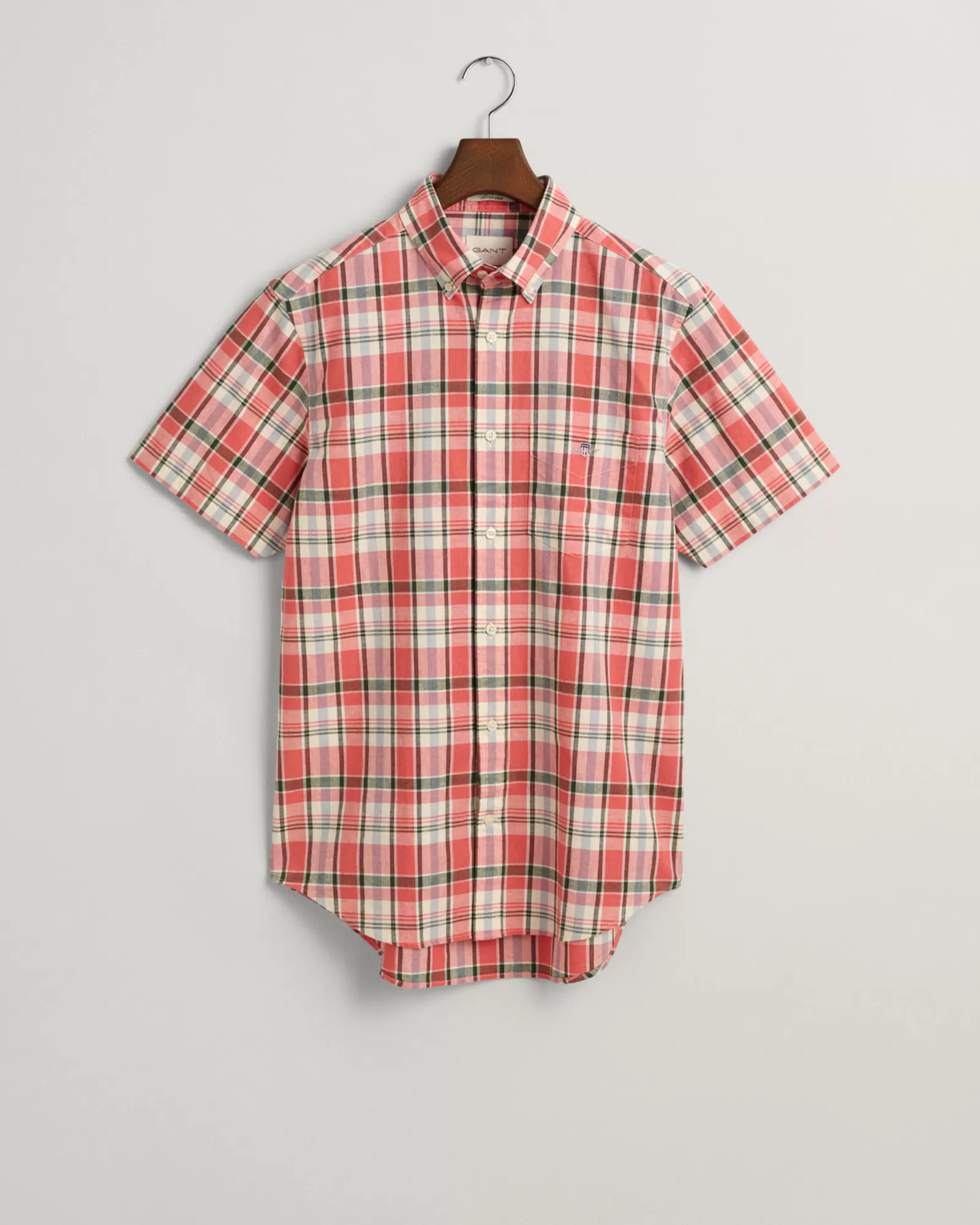 GANT Regular Fit Checked Cotton Linen Short Sleeve Shirt | Skjortor