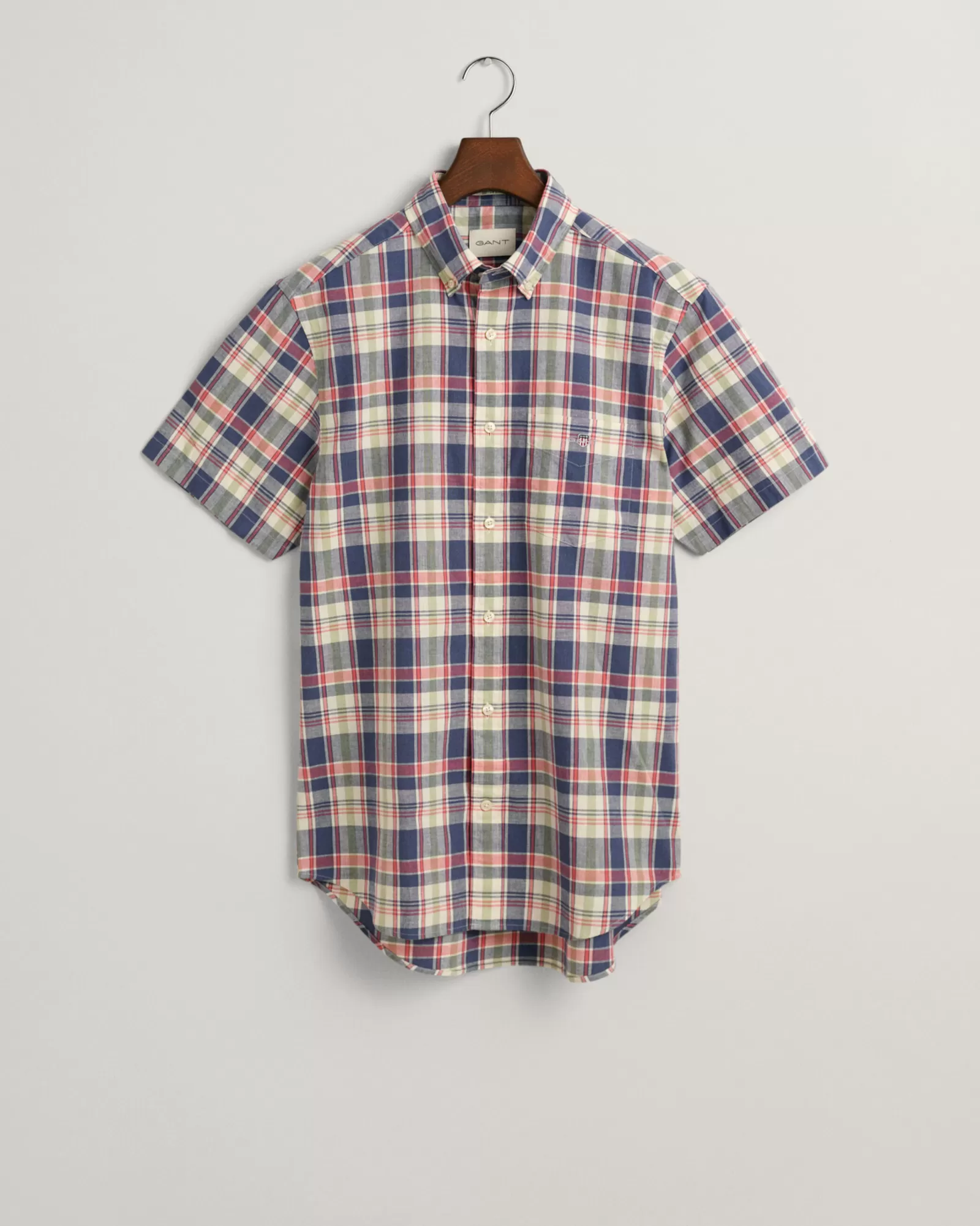 GANT Regular Fit Checked Cotton Linen Short Sleeve Shirt | Skjortor